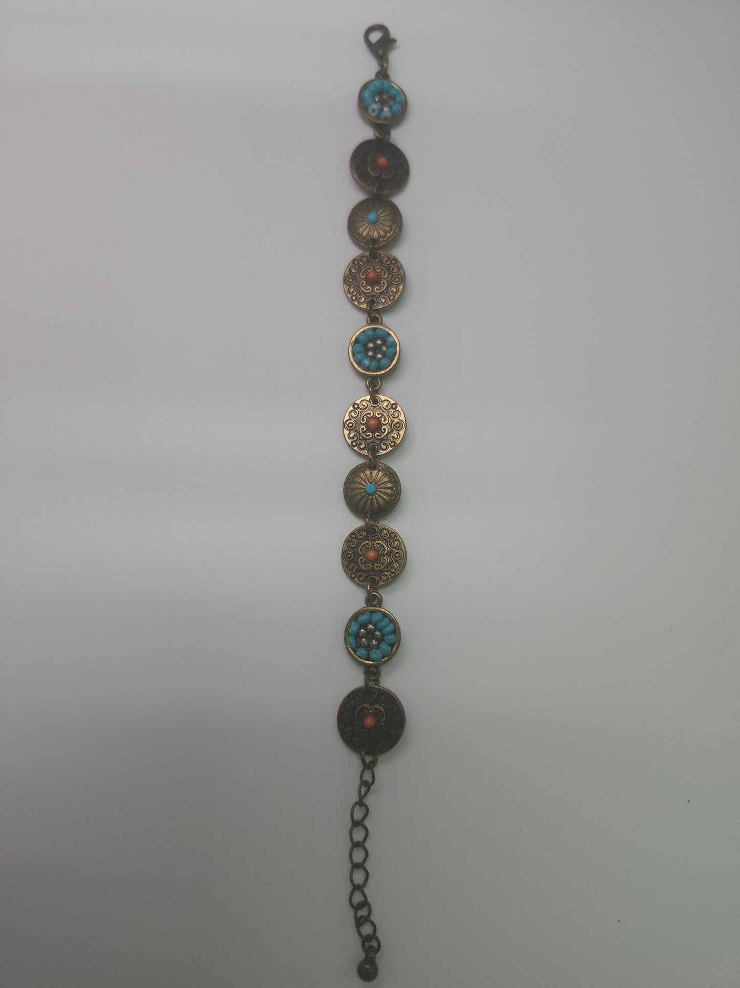 Vintage Brass Unique Beaded & Enamel Work Necklace / Bracelet Set