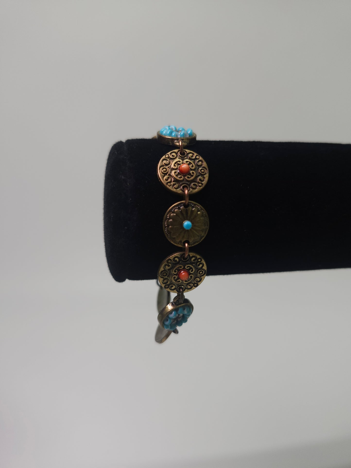 Vintage Brass Unique Beaded & Enamel Work Necklace / Bracelet Set