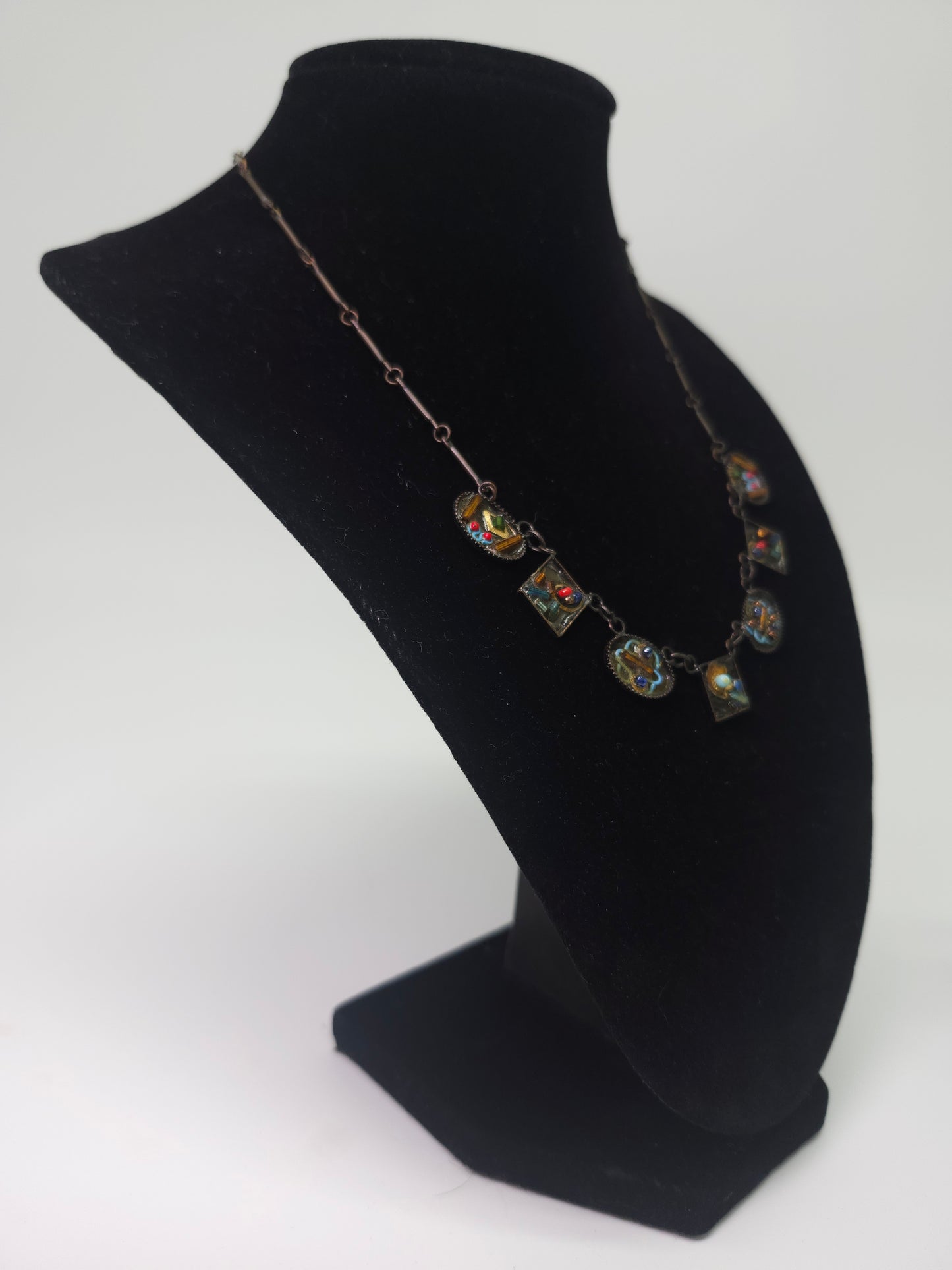 Vintage Brass Unique Beaded & Enamel Work Necklace / Bracelet Set