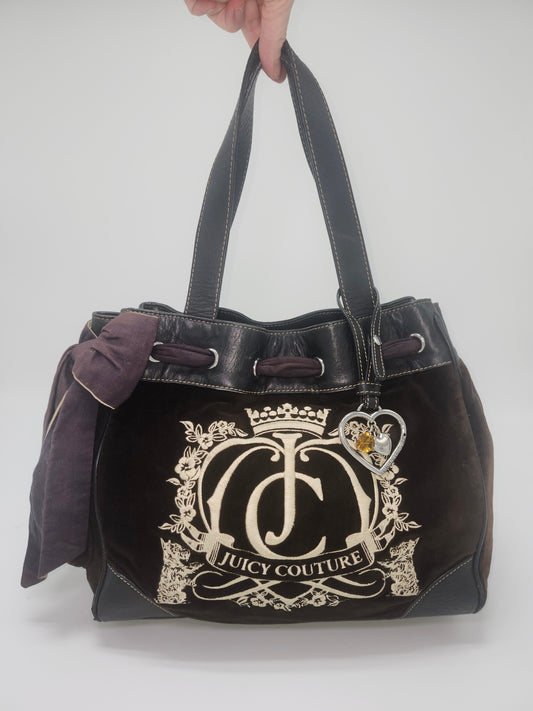 *NEW* Juicy Couture Day Dreamer Y2K Plush Velour Brown Embroidered Purse