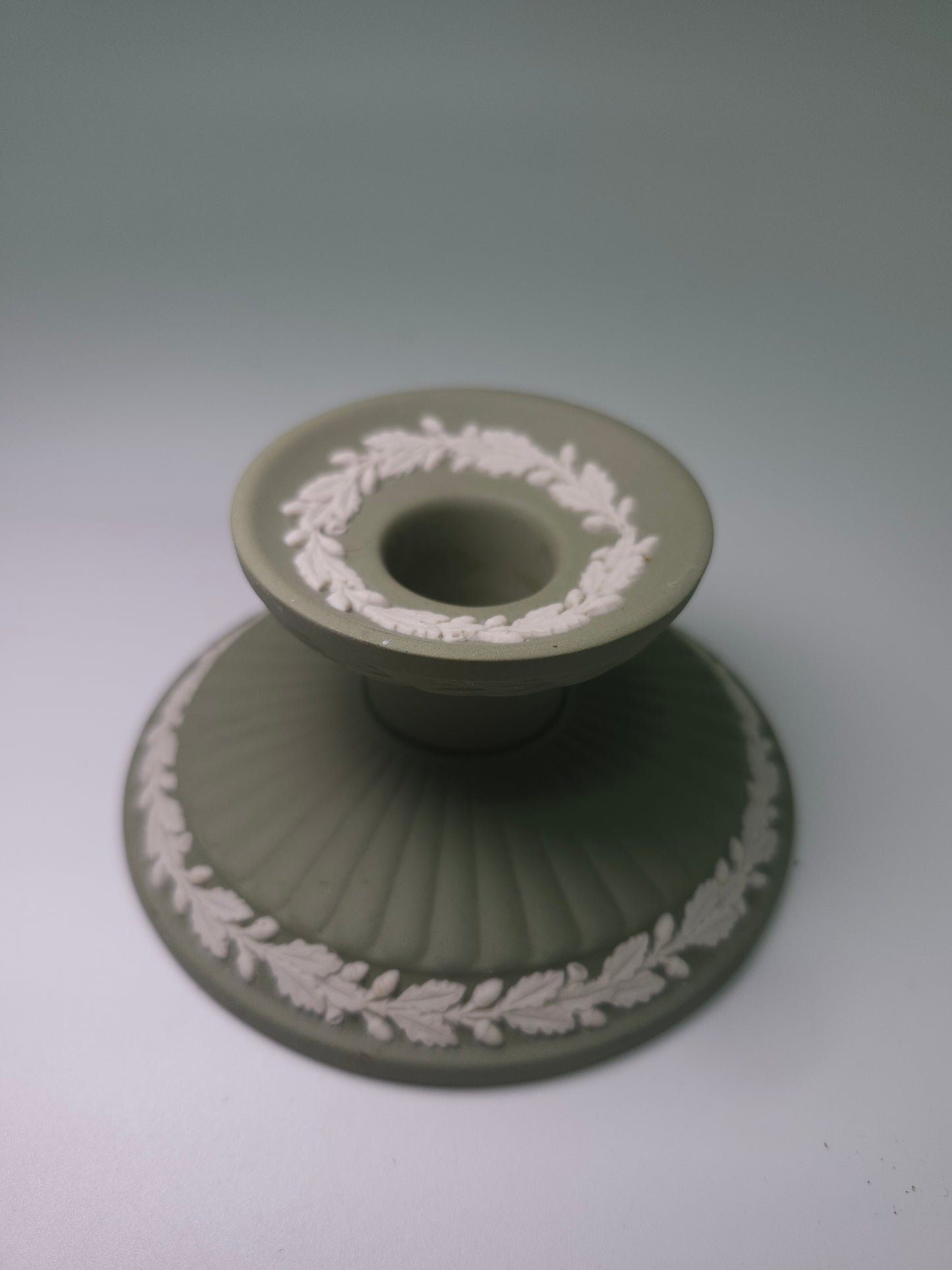Vintage Wedgewood Jasperware Jade Green Candle Holder