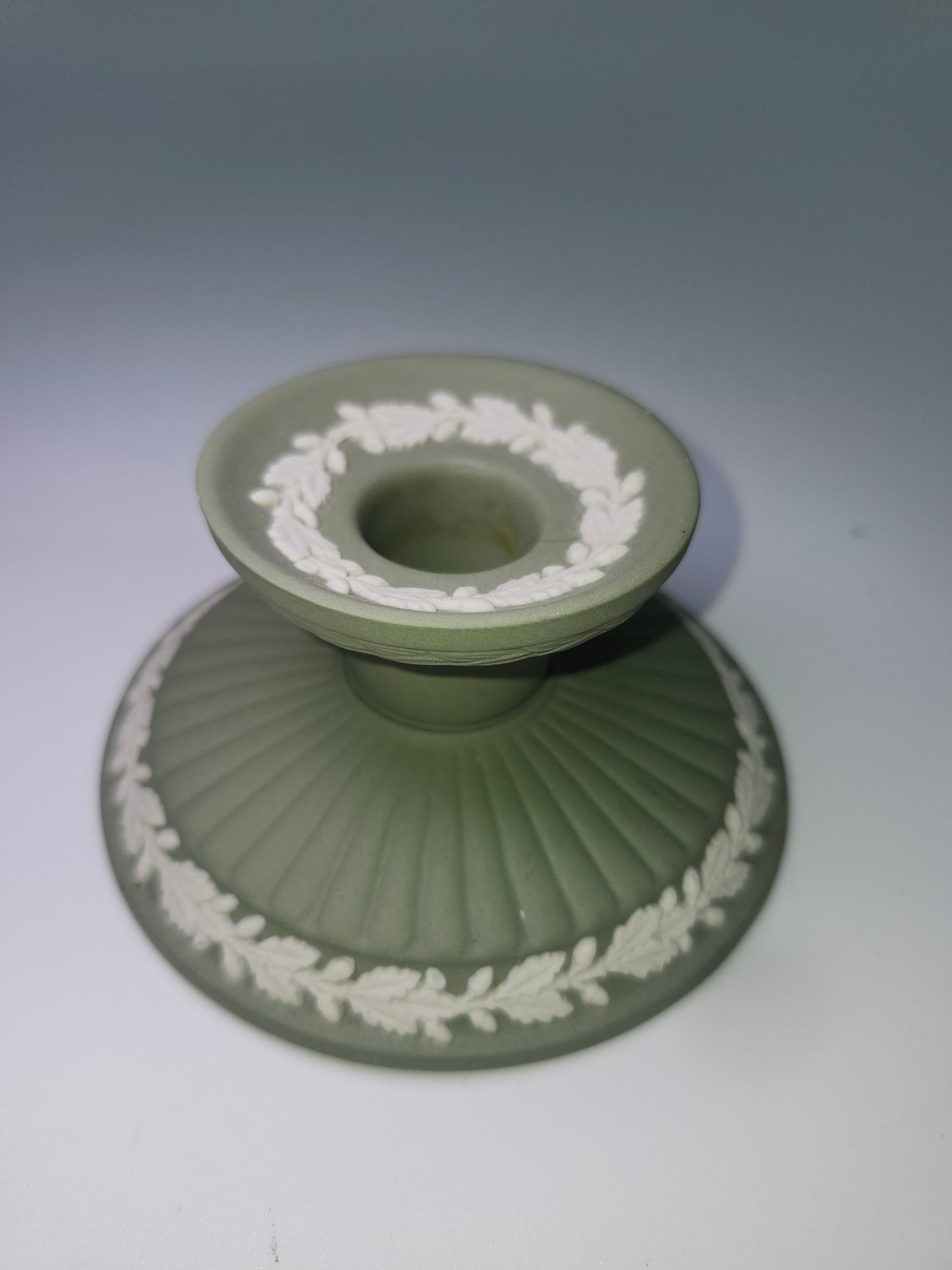 Vintage Wedgewood Jasperware Jade Green Candle Holder
