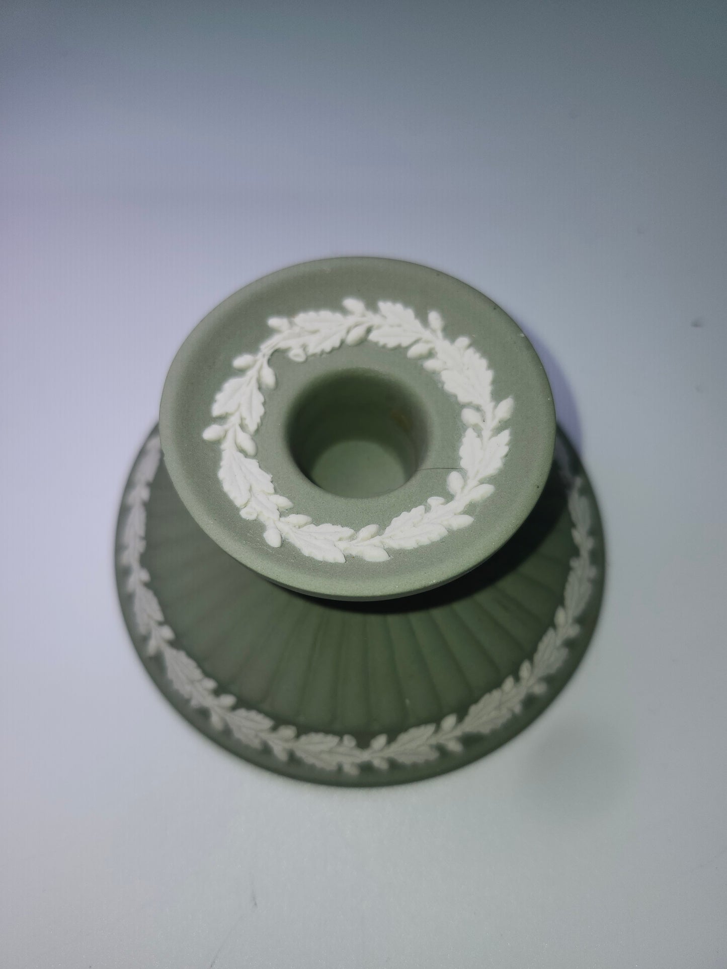 Vintage Wedgewood Jasperware Jade Green Candle Holder