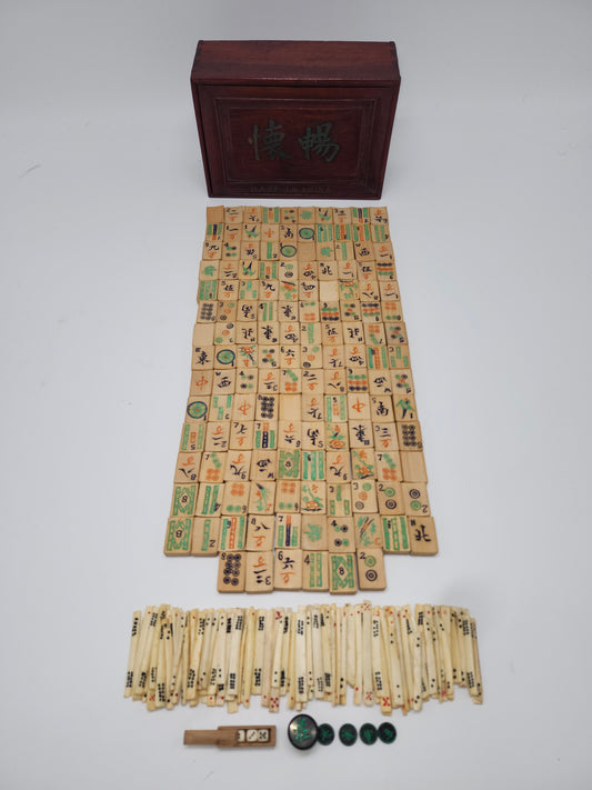 *1920s* Mah Jong Handmade Rosewood, Bone & Bamboo Set