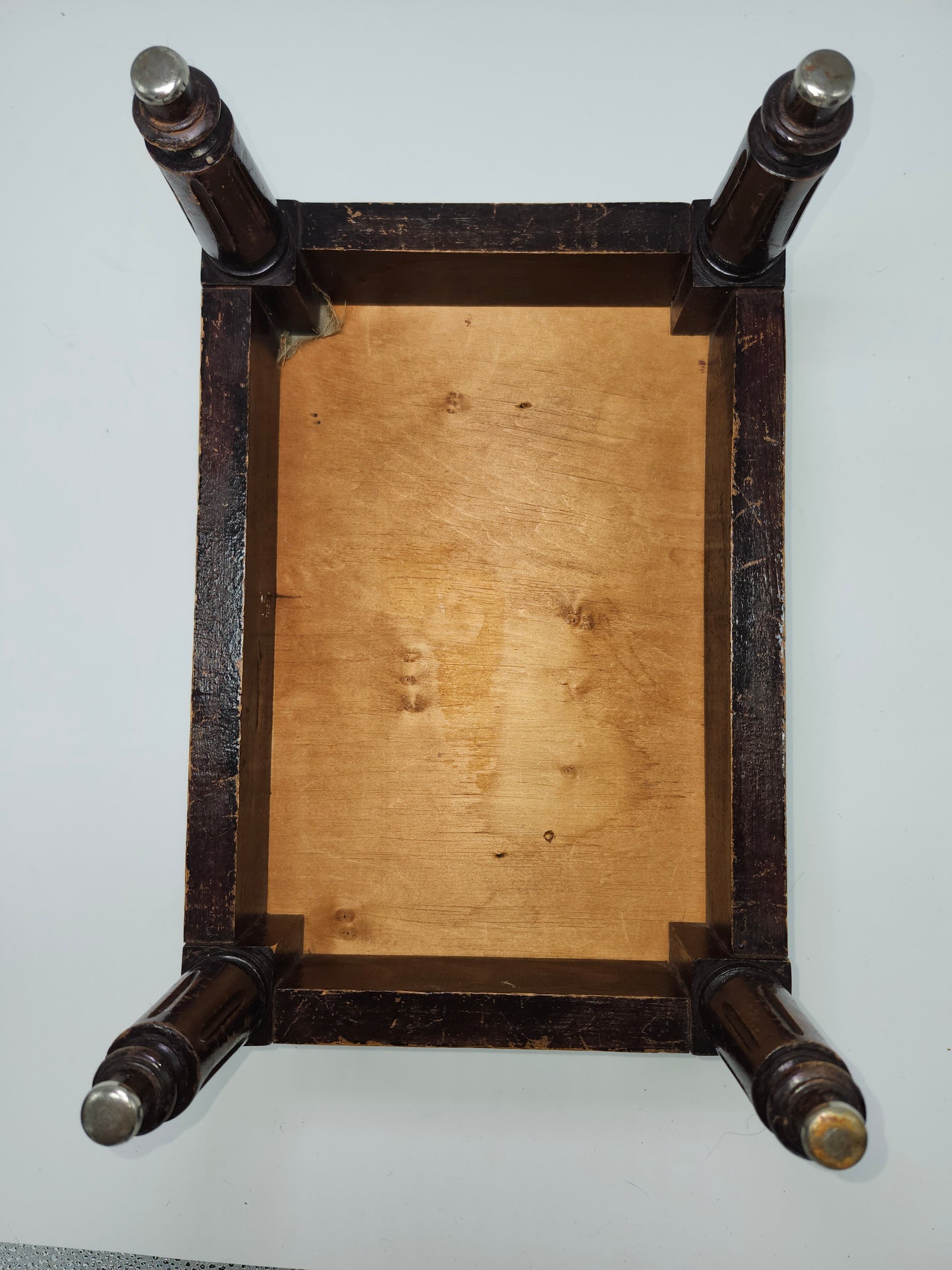 *Louis XVI* Antique Carved Wood Footstool with Reeded Legs