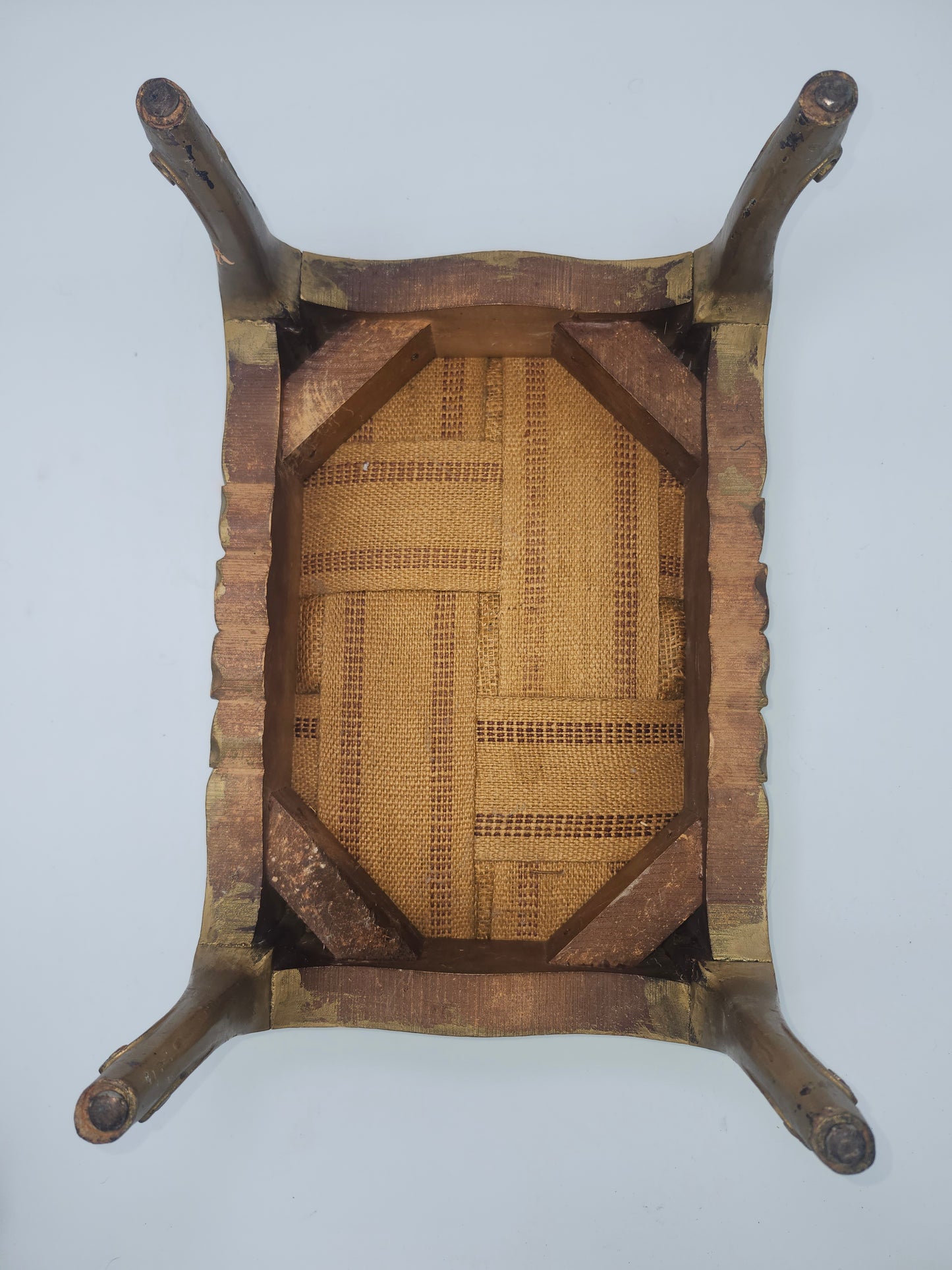 *Louis XV* Antique Carved Giltwood Footstool with Needlepoint Tapestry