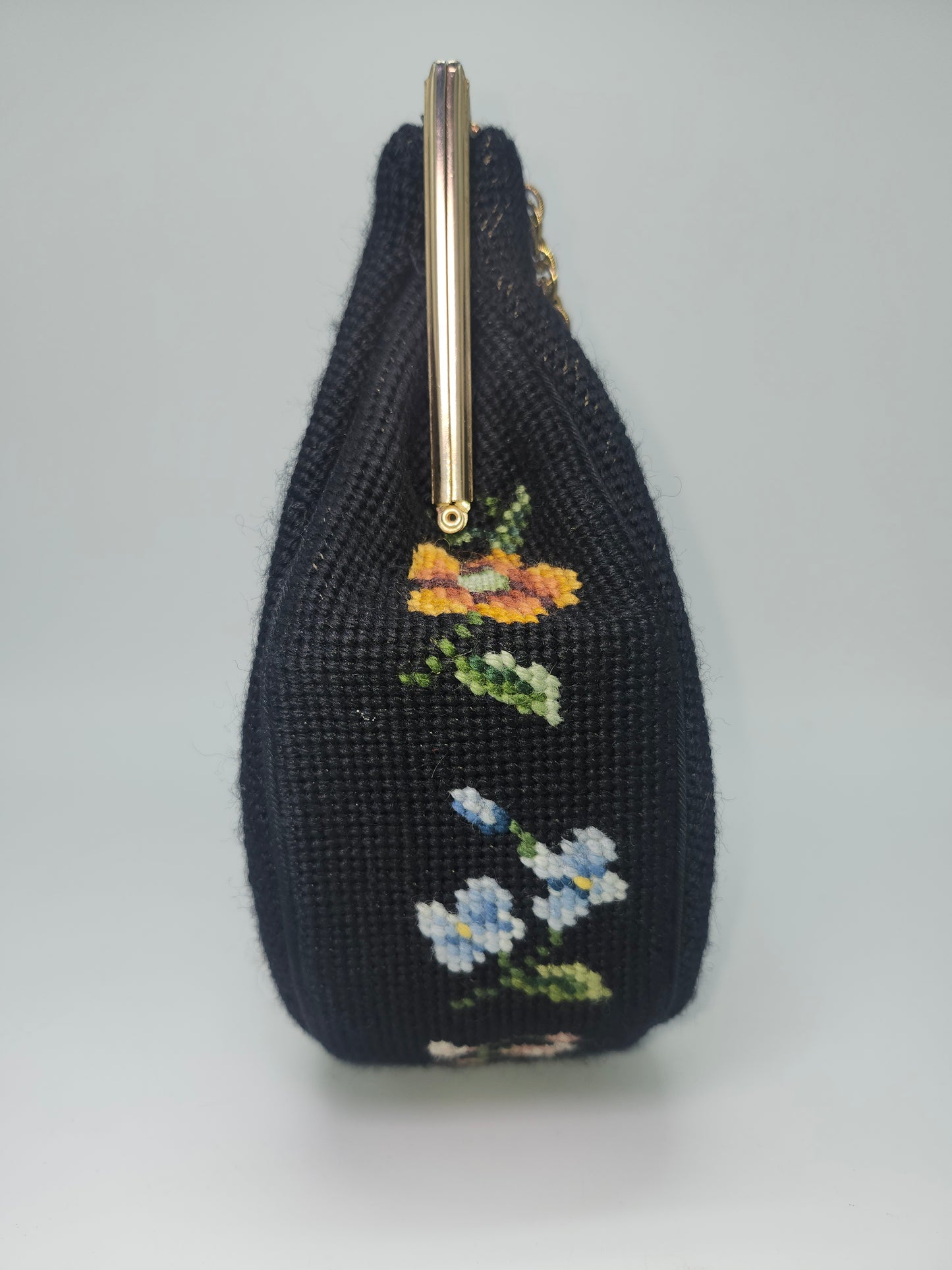 *Needle Point Tapestry* Vintage Purse with Floral Motif