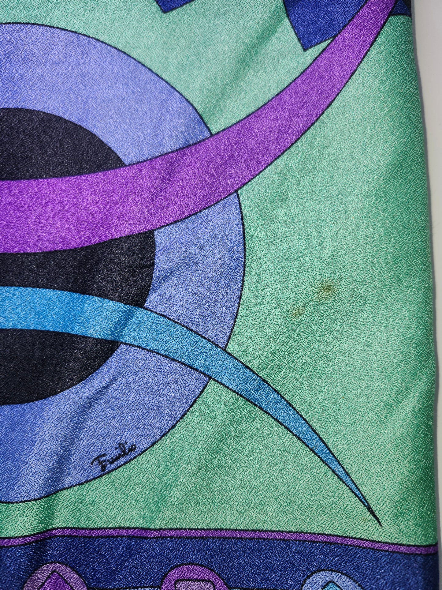 *Emilio Pucci* Vintage 1960's Geometric Cool Toned XXL Silk Scarf