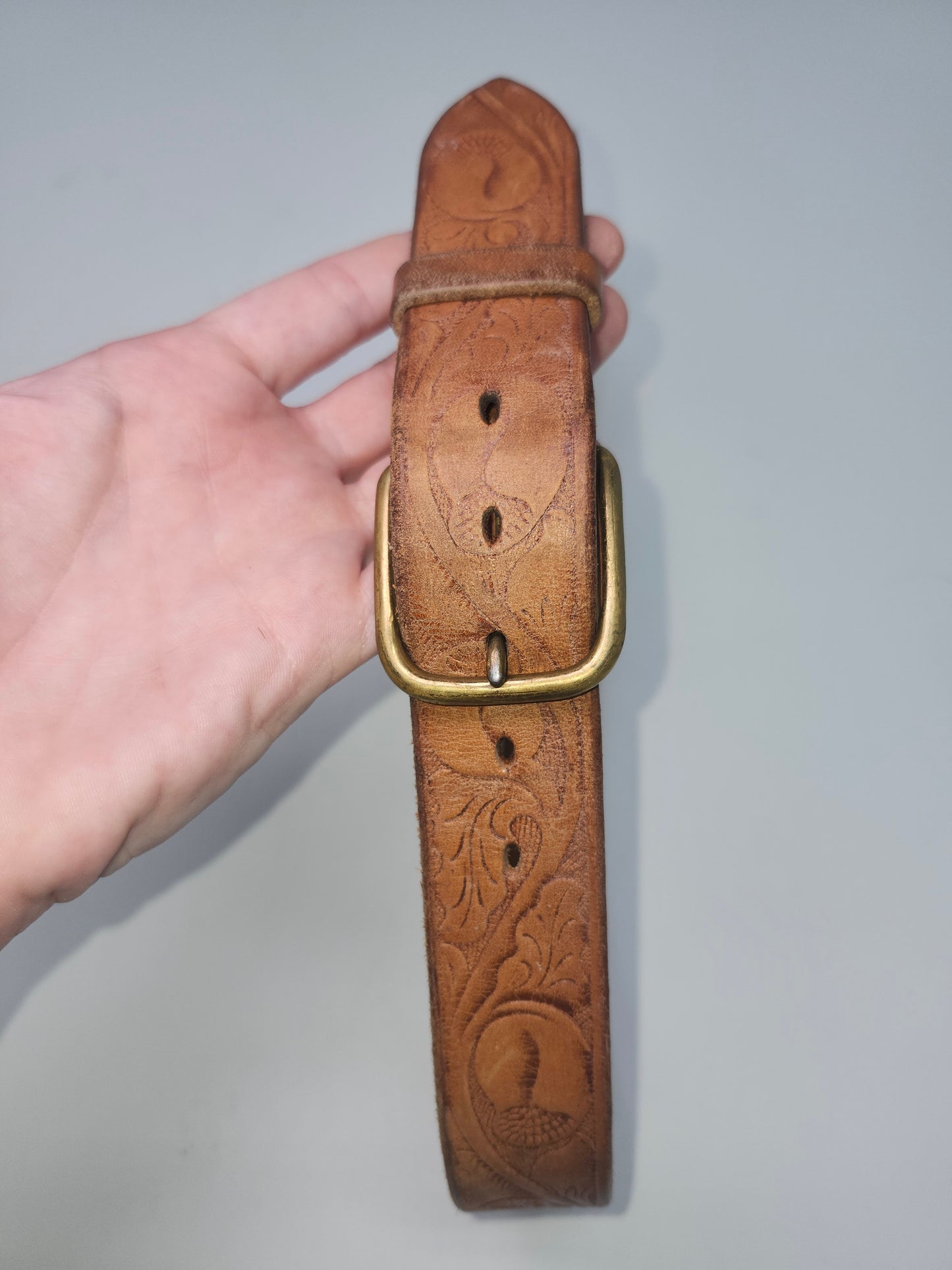 1970s Disneyland Pendleton Exhibition Tooled Leather Belt Size 30