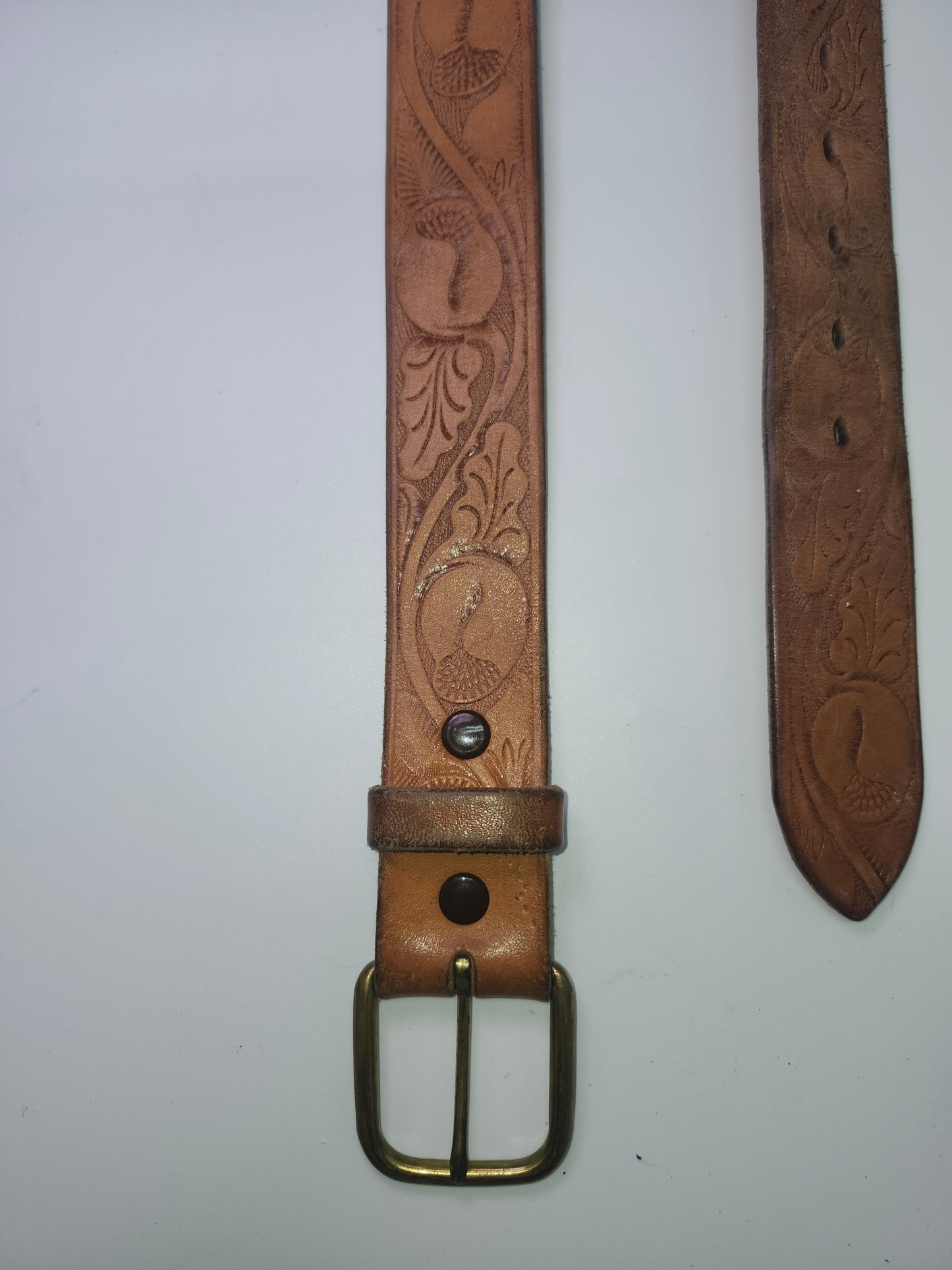 1970s Disneyland Pendleton Exhibition Tooled Leather Belt Size 30