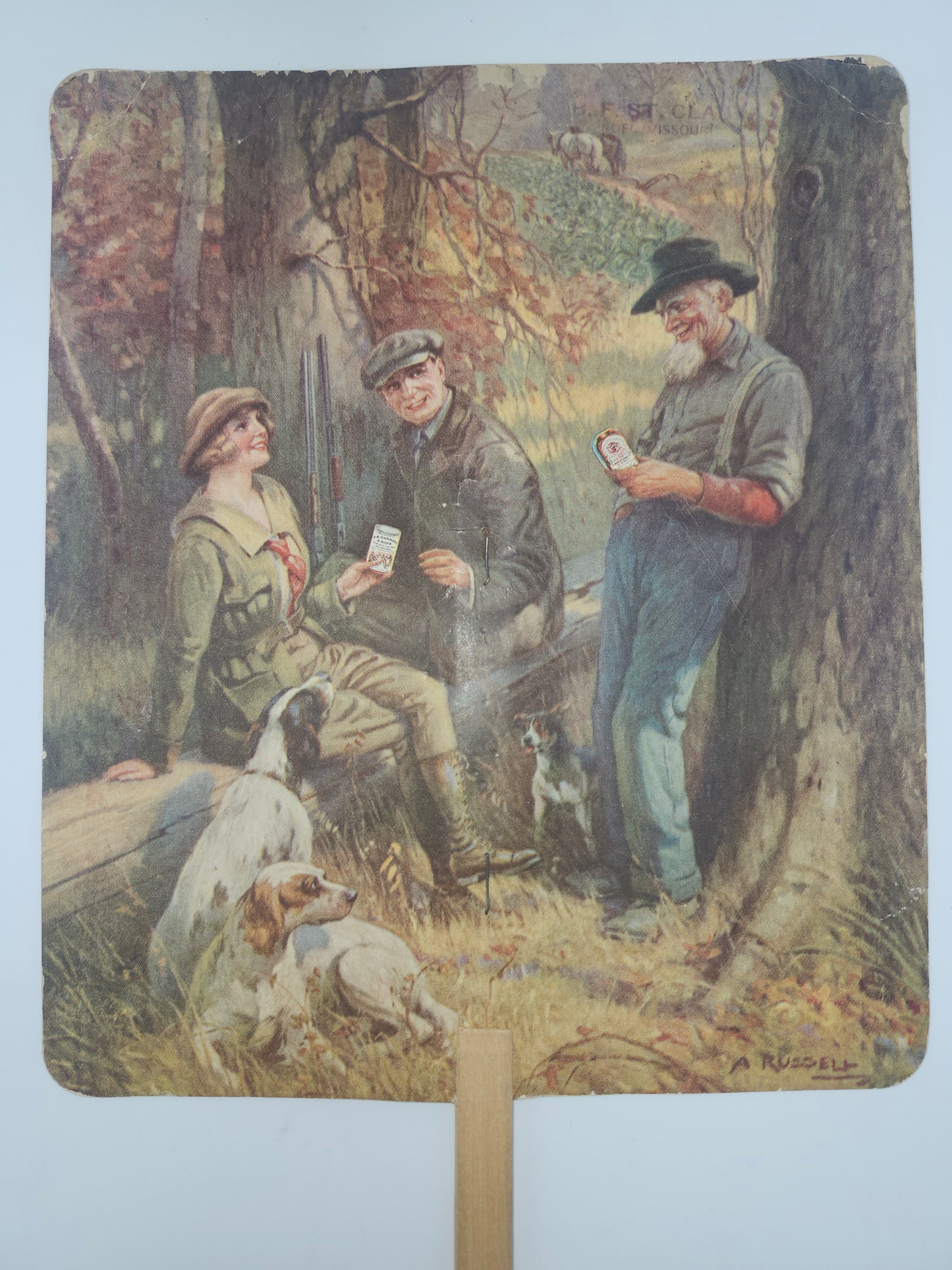 ~Antique~ Garrett's Snuff Advertisement Sign / Hand Fan