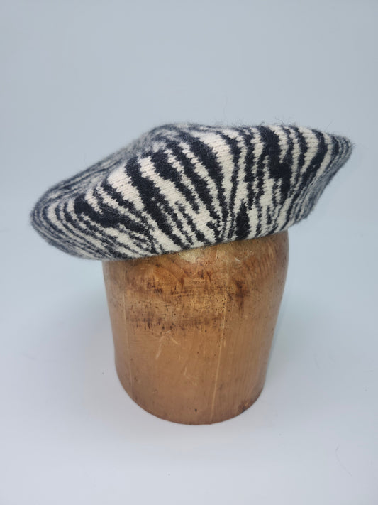 Y2K Zebra Print Beret Hat
