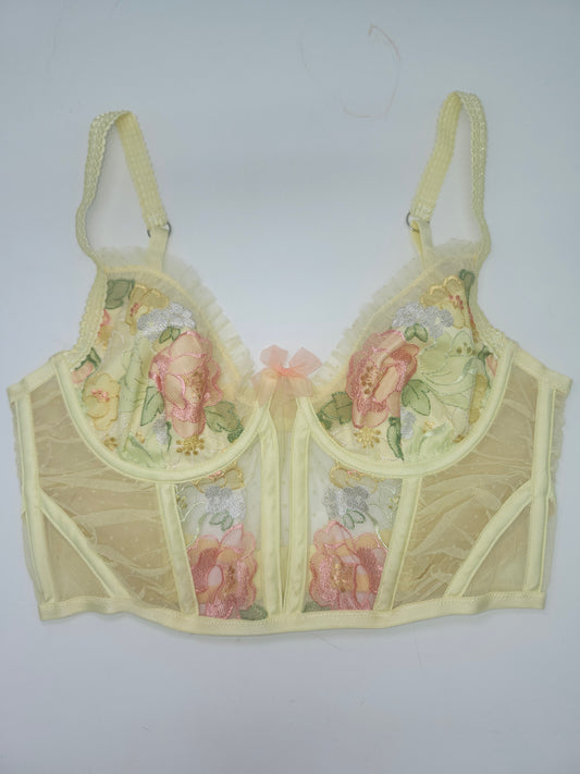 For Love and Lemons Floral Applique Yellow Cottage Core Bralette
