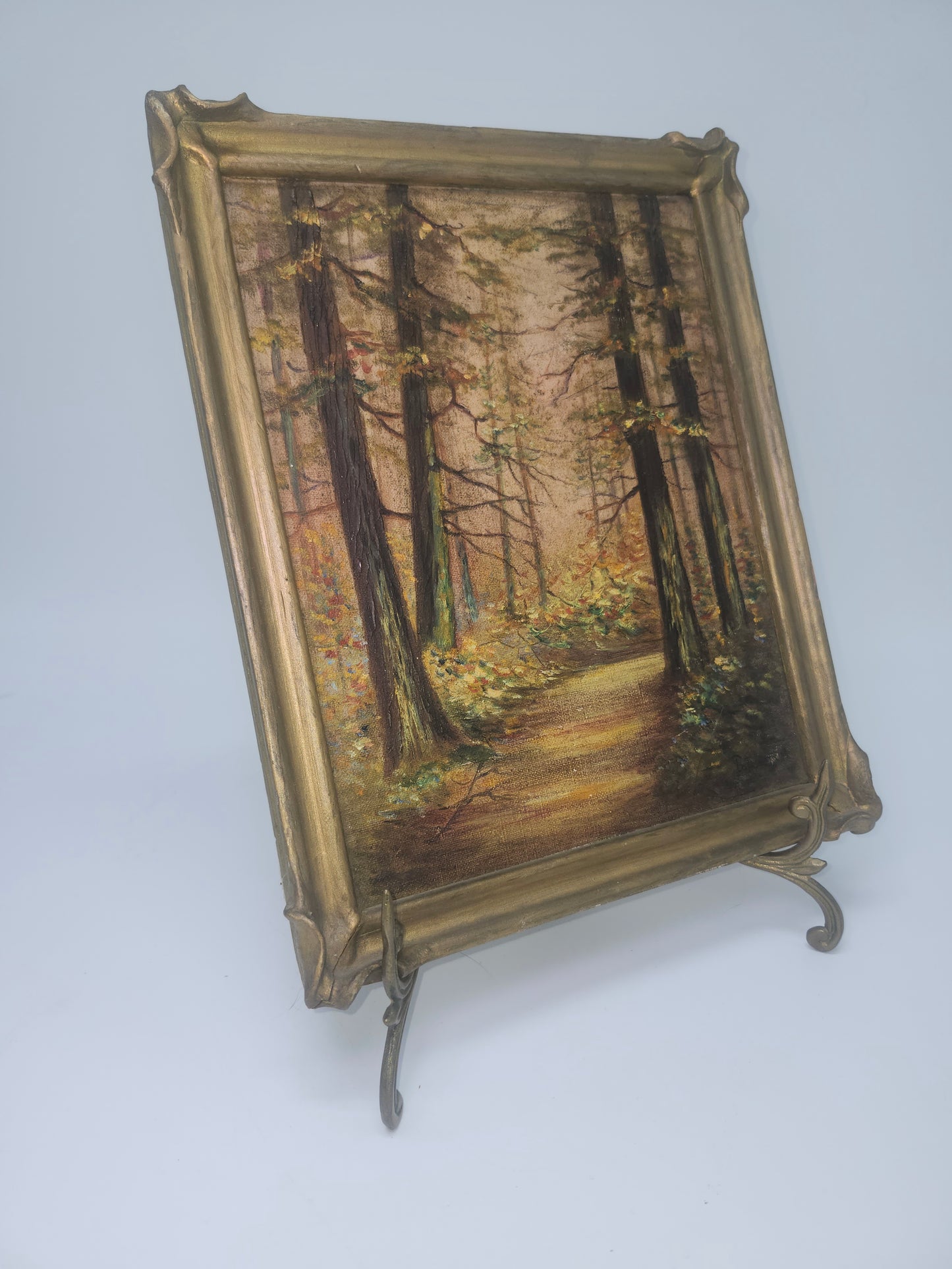 Gilded Frame Vintage Acrylic Hand Painted Nature Scene