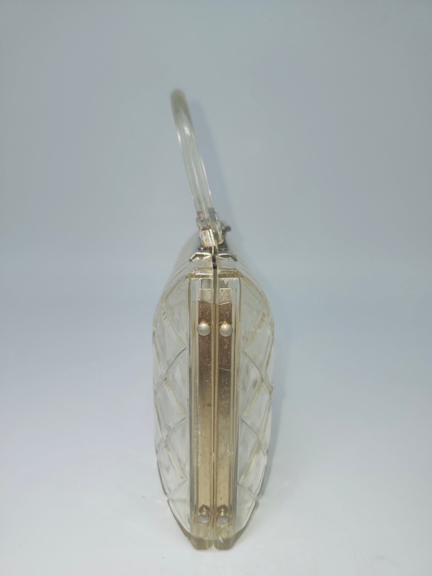 1950s Clear Lucite & Rhinestone Purse