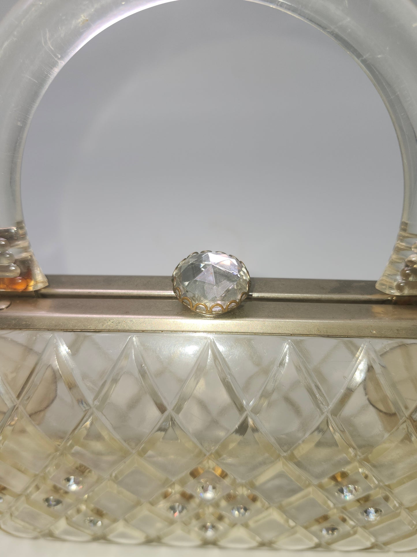 1950s Clear Lucite & Rhinestone Purse