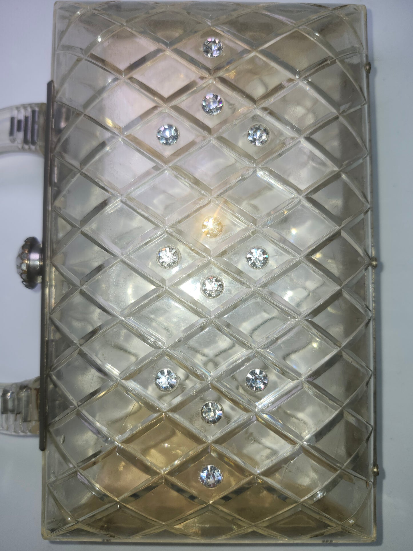 1950s Clear Lucite & Rhinestone Purse