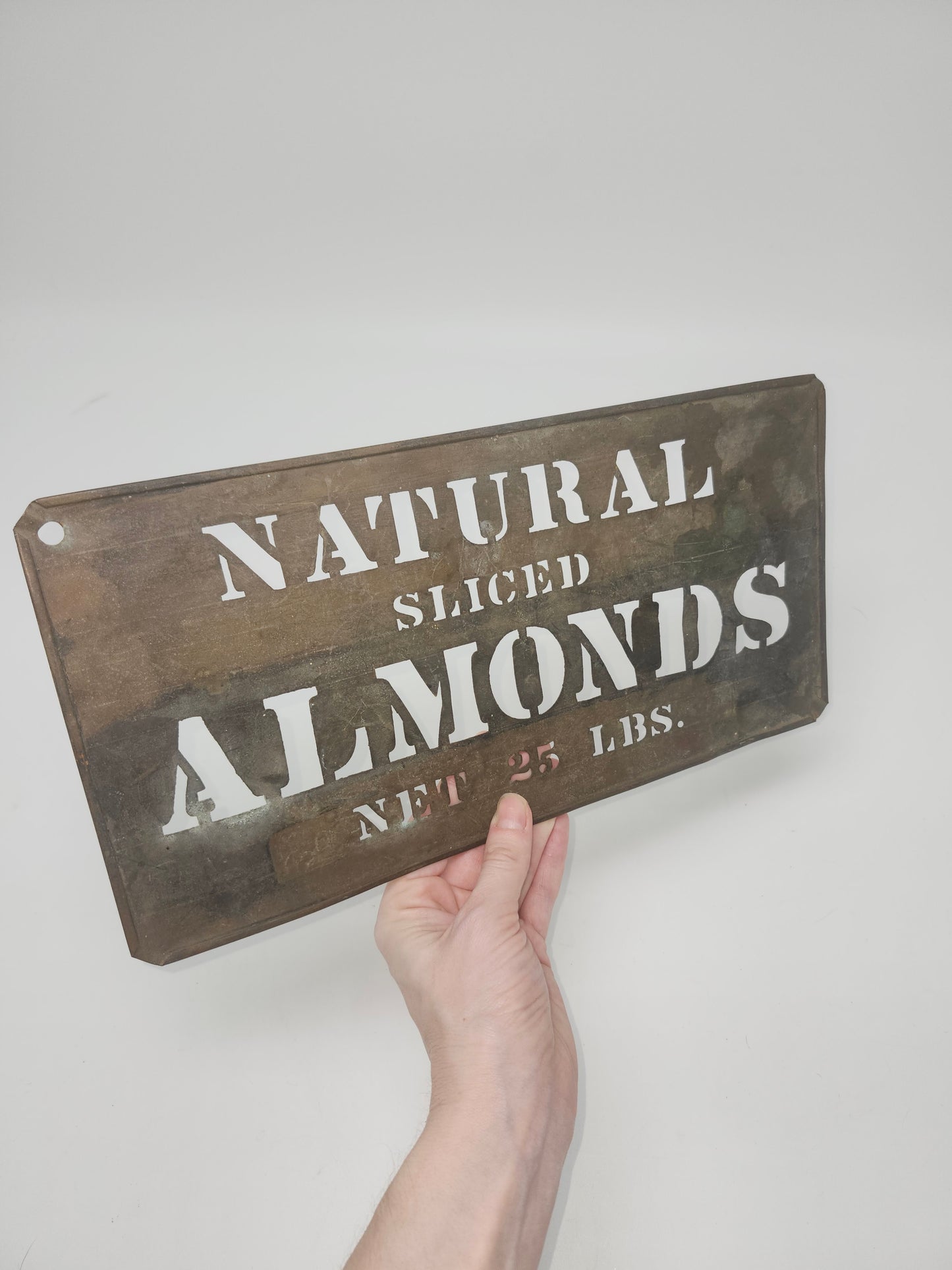 Antique 1900s "Natural Sliced Almonds" Metal Sign