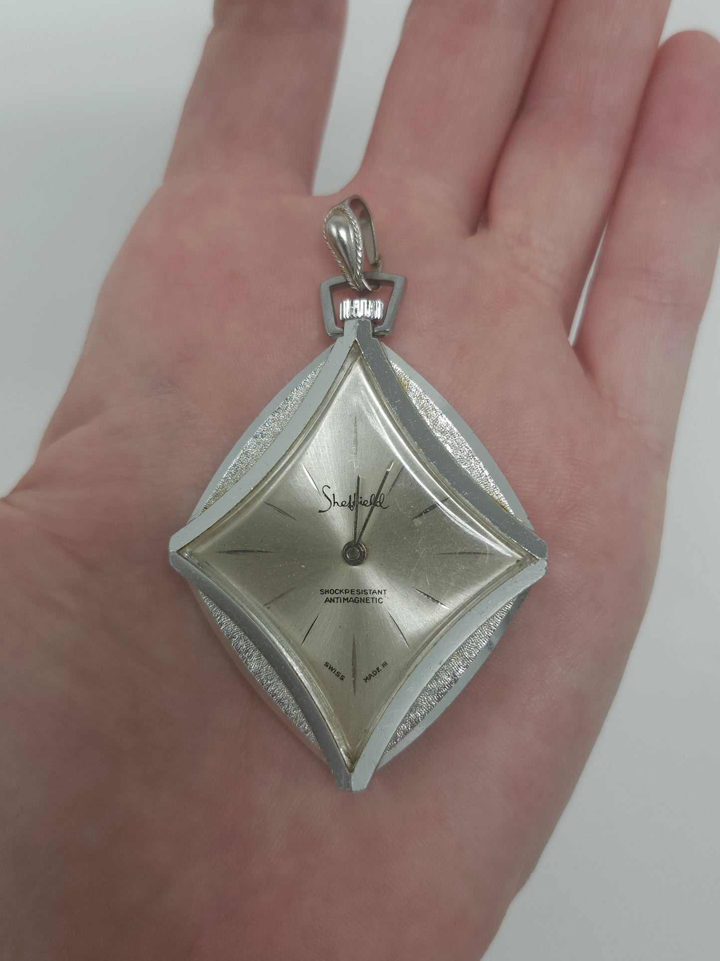 Mid Century Sheffield Swiss Made Wind Up Watch Pendant