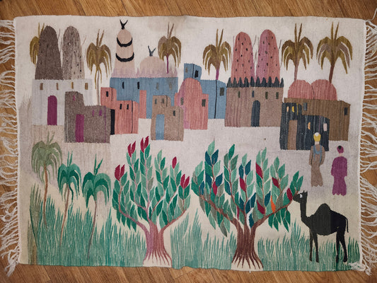 Egyptian Harrania Tapestry Rug Vintage