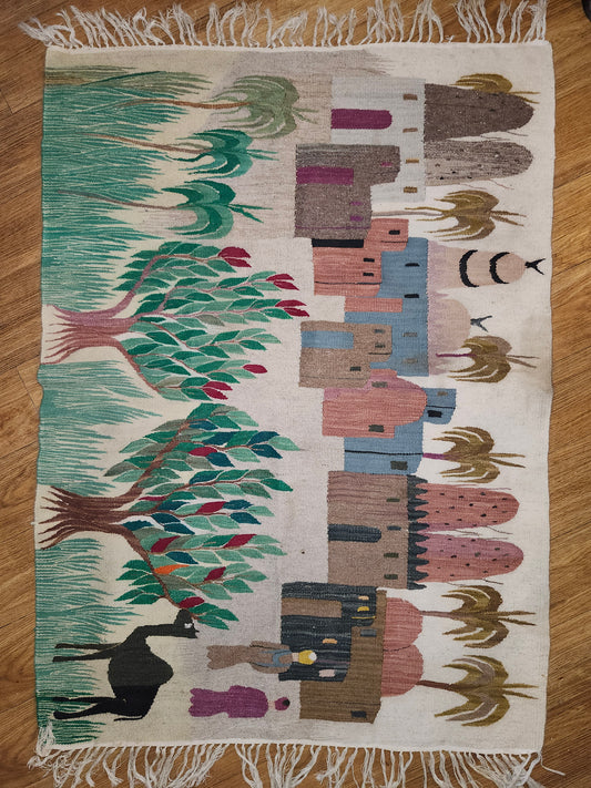 Vintage Egyptian Harrania Tapestry Rug