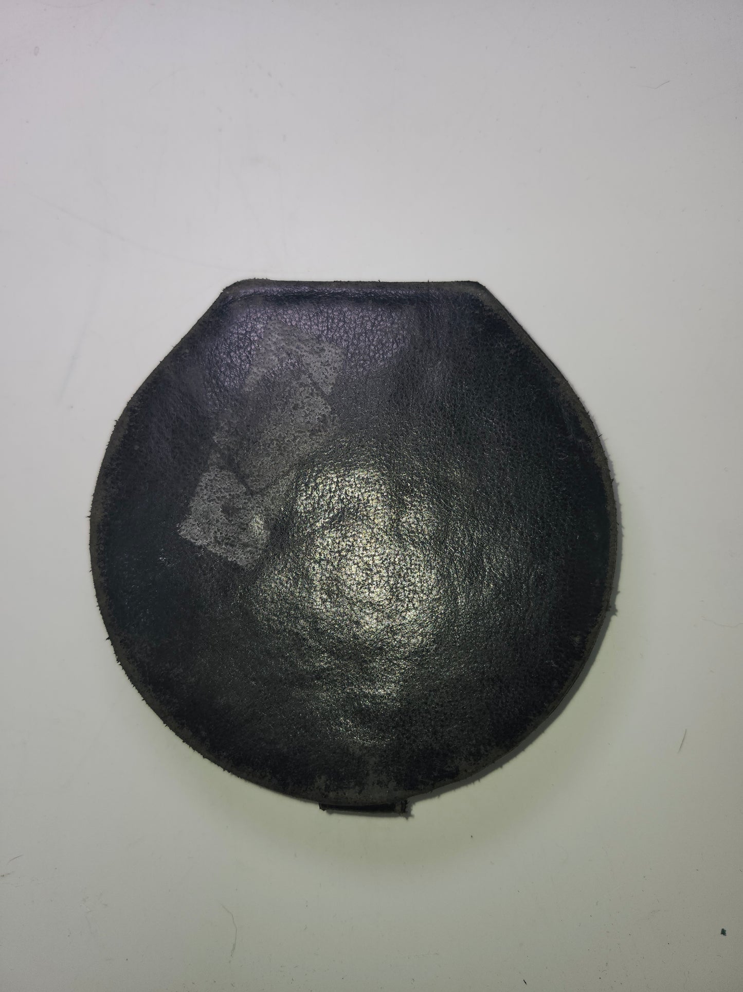 Antique / Vintage Leather Compact Mirror with Puff