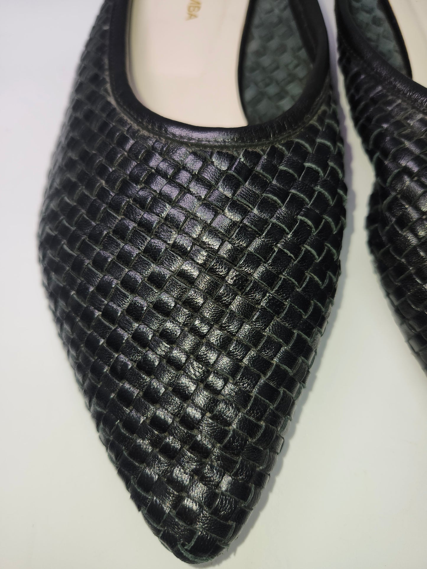 Stefano Gamba Black Woven Leather Flats Size 38 (US 7/7.5)