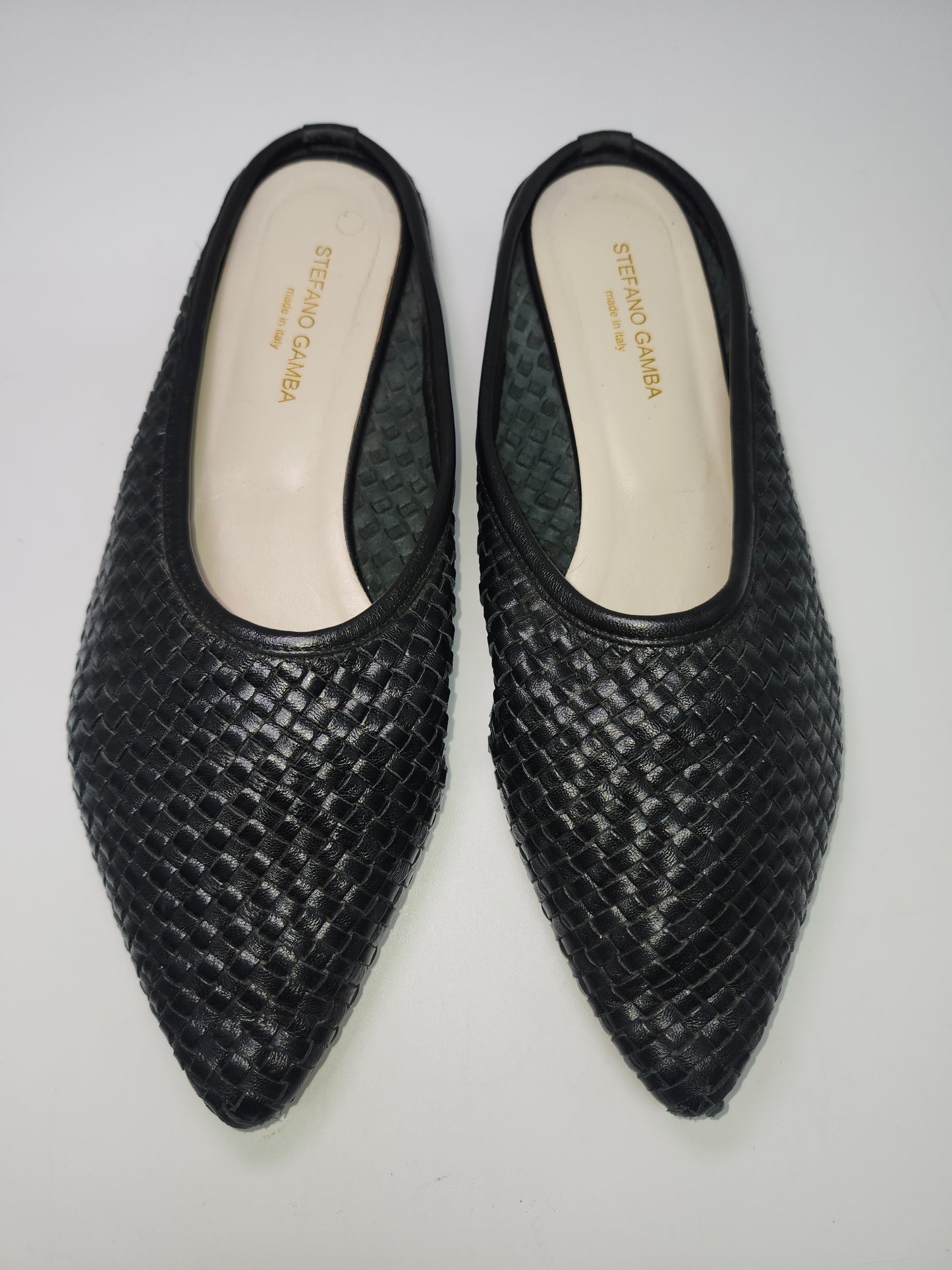 Stefano Gamba Black Woven Leather Flats Size 38 (US 7/7.5)