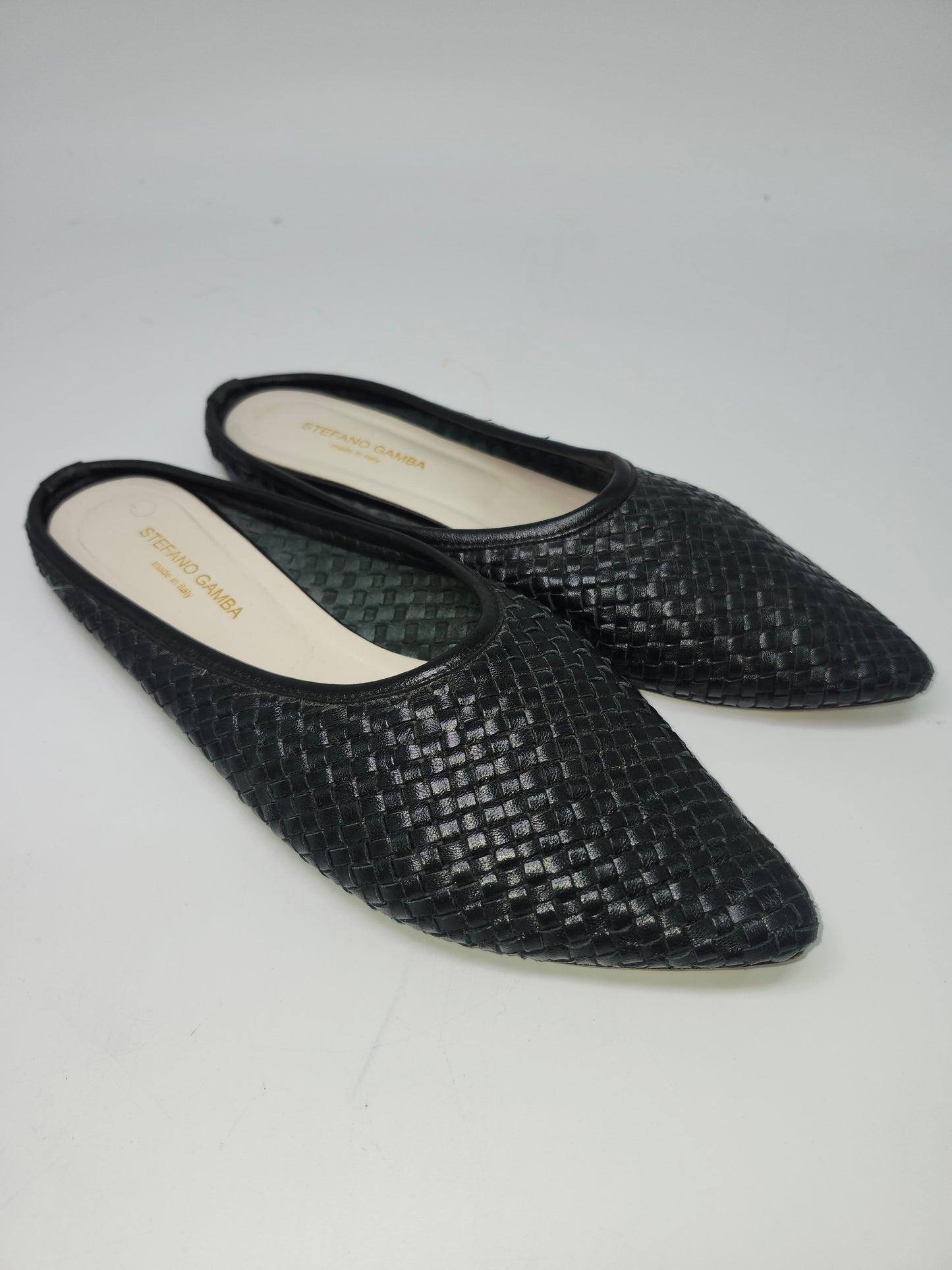 Stefano Gamba Black Woven Leather Flats Size 38 (US 7/7.5)