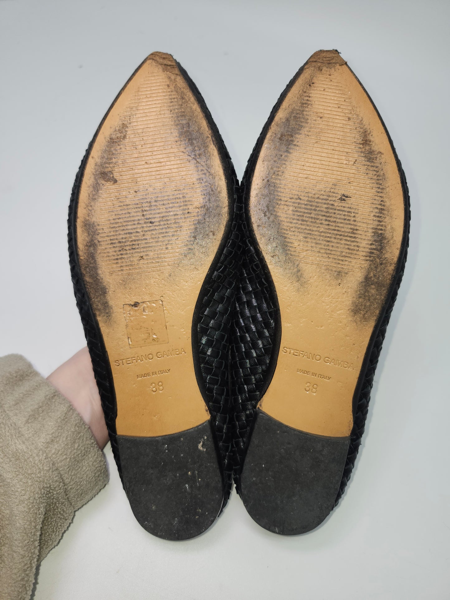 Stefano Gamba Black Woven Leather Flats Size 38 (US 7/7.5)