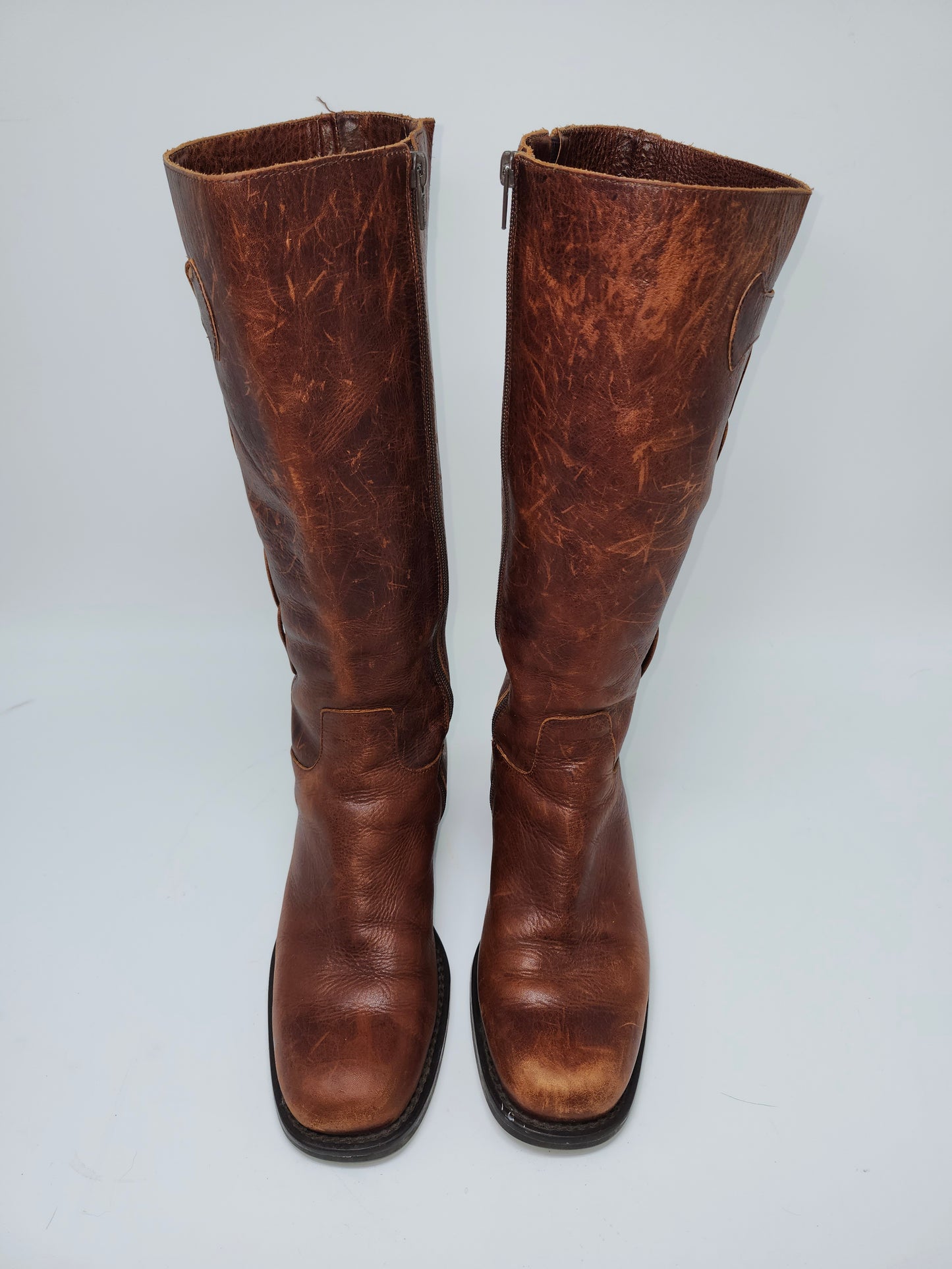 Knee High Distressed Brown Leather Boots Size 7.5