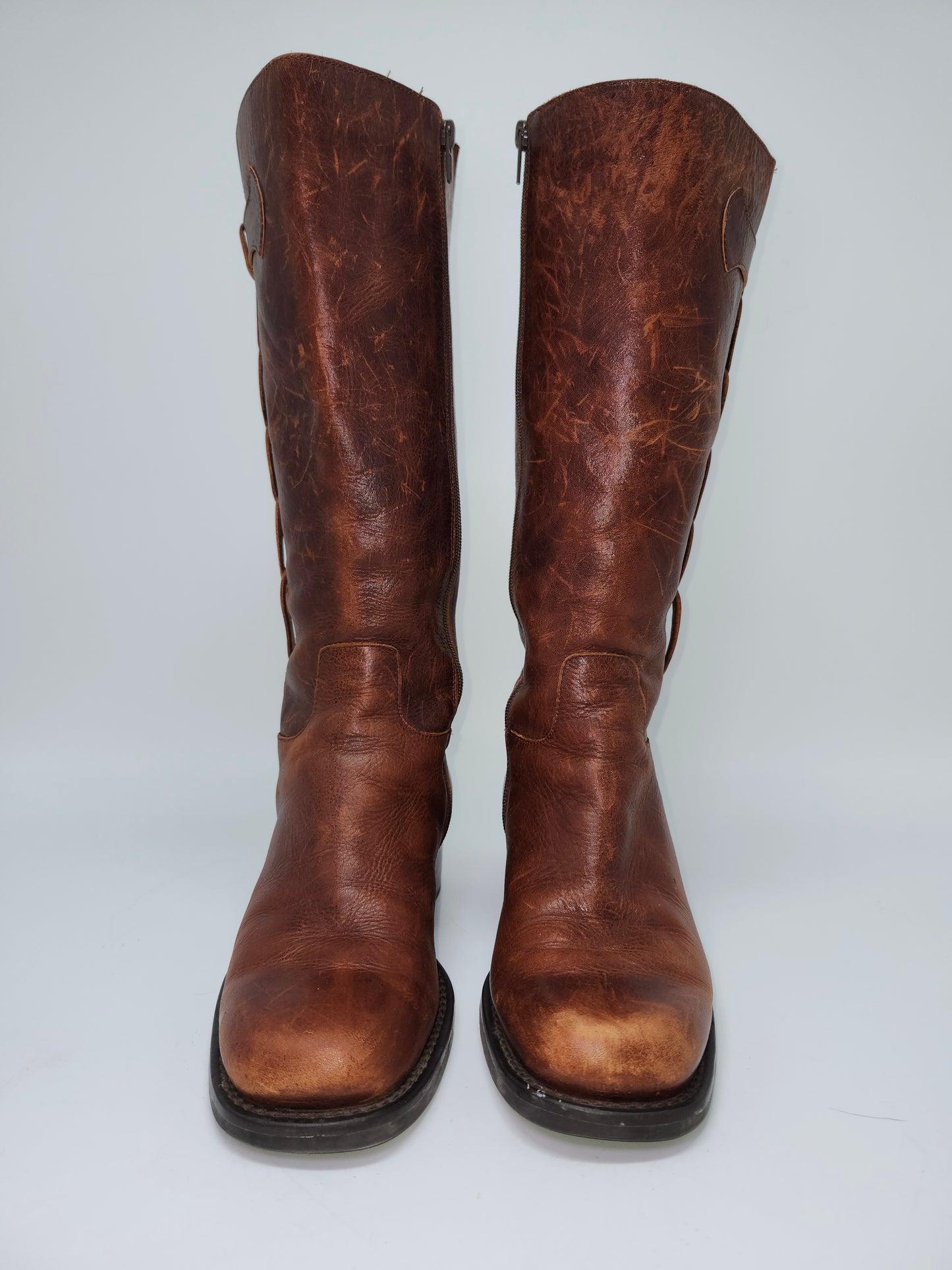 Knee High Distressed Brown Leather Boots Size 7.5