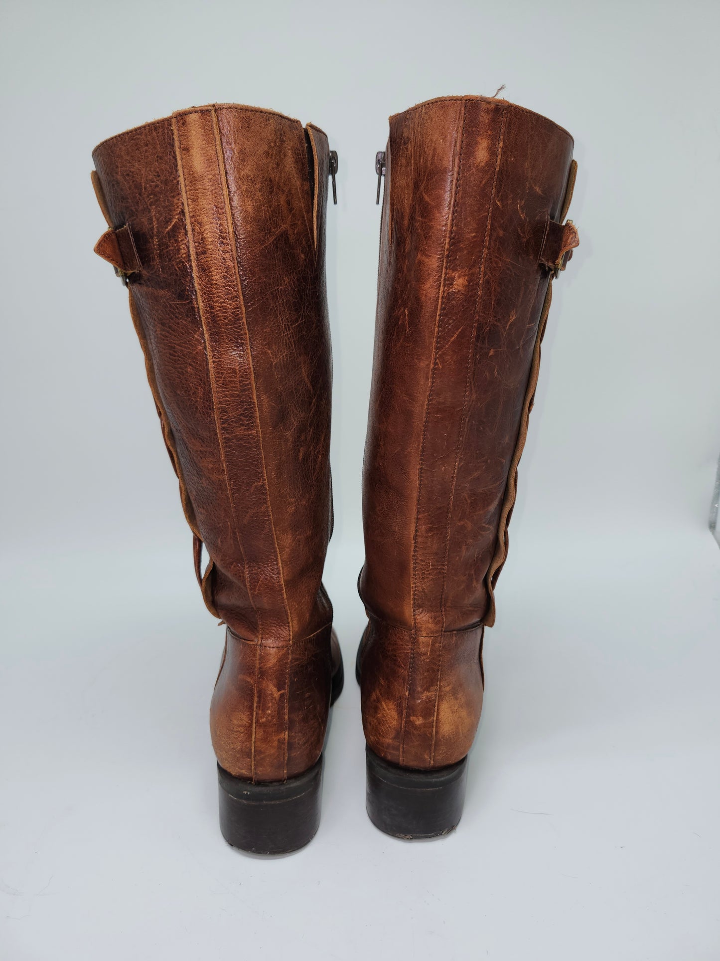 Knee High Distressed Brown Leather Boots Size 7.5