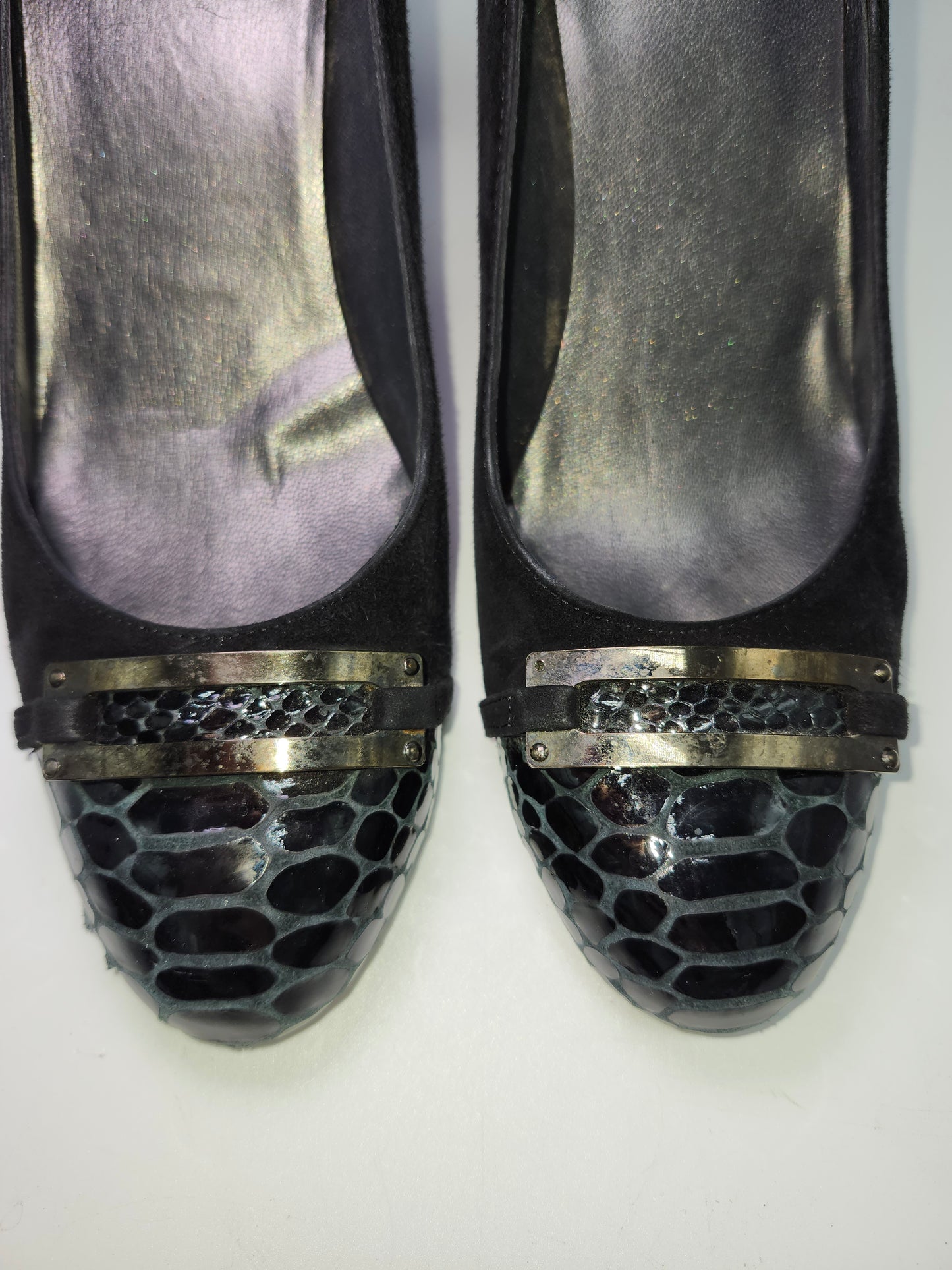 Stuart Weitzman Black Suede Block Heels *IOB* Size 9