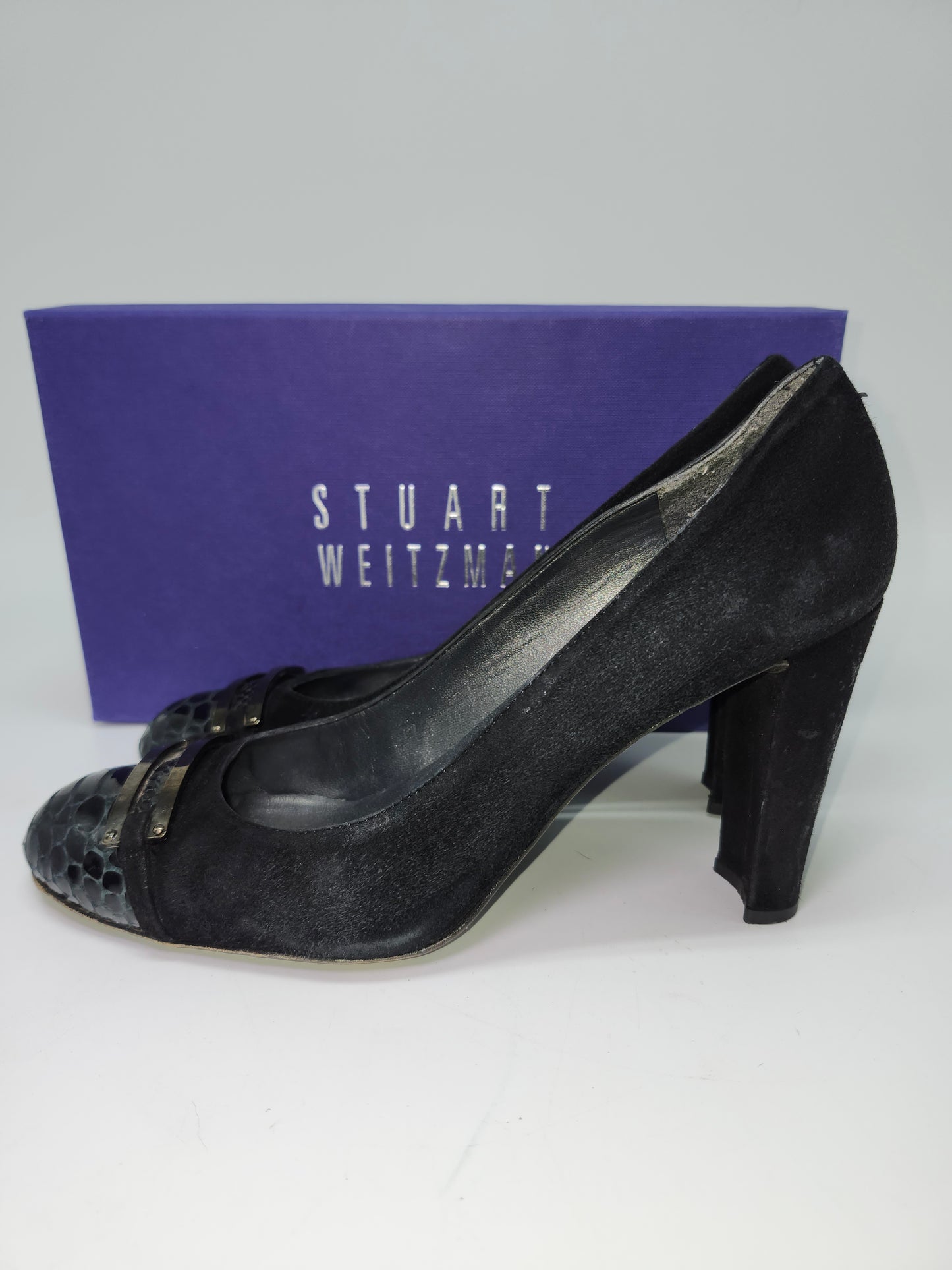 Stuart Weitzman Black Suede Block Heels *IOB* Size 9