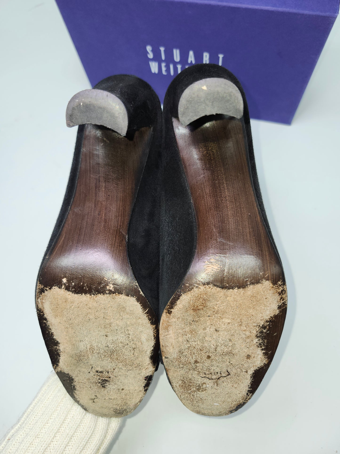 Stuart Weitzman Black Suede Block Heels *IOB* Size 9