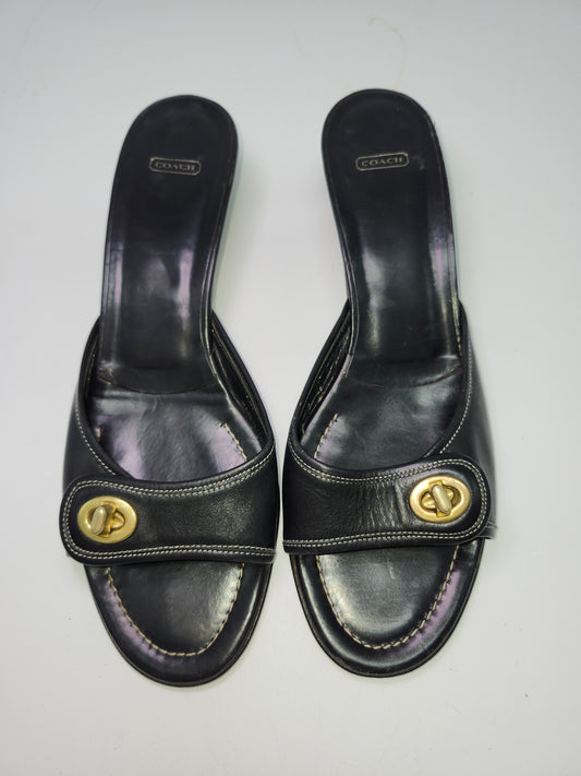 *Coach* Vintage Black Leather Kitten Heels Size 8.5