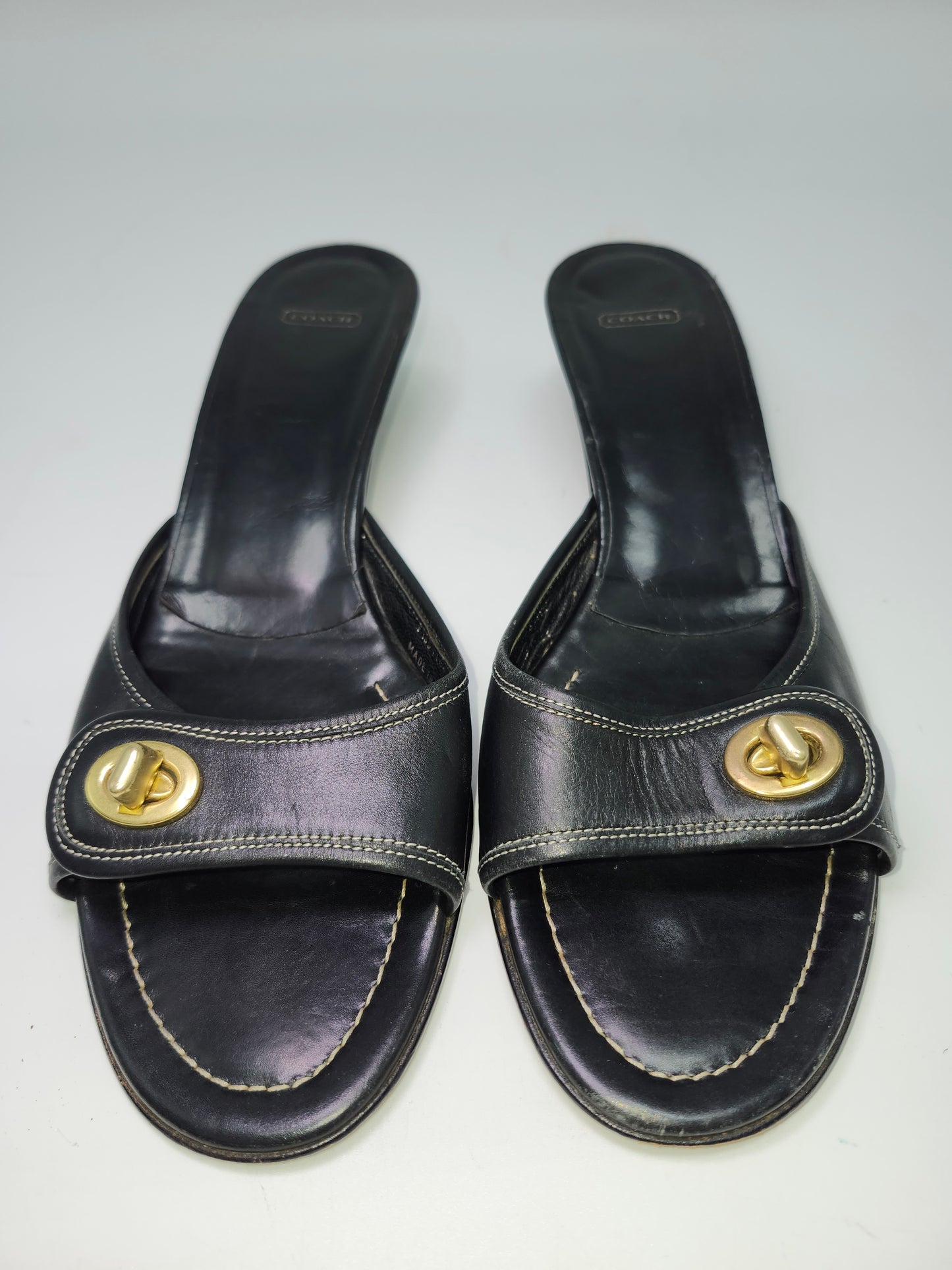 *Coach* Vintage Black Leather Kitten Heels Size 8.5