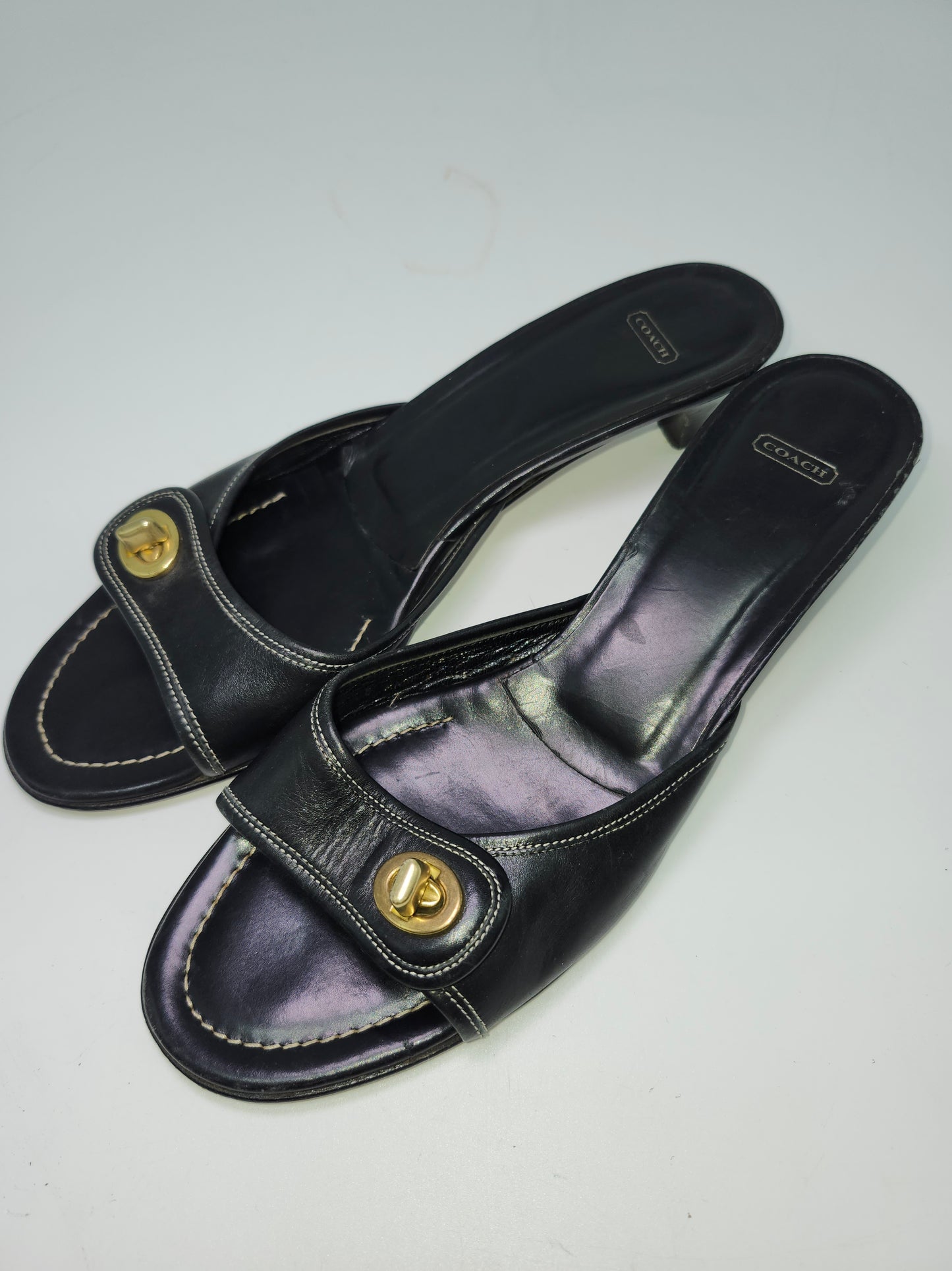 *Coach* Vintage Black Leather Kitten Heels Size 8.5