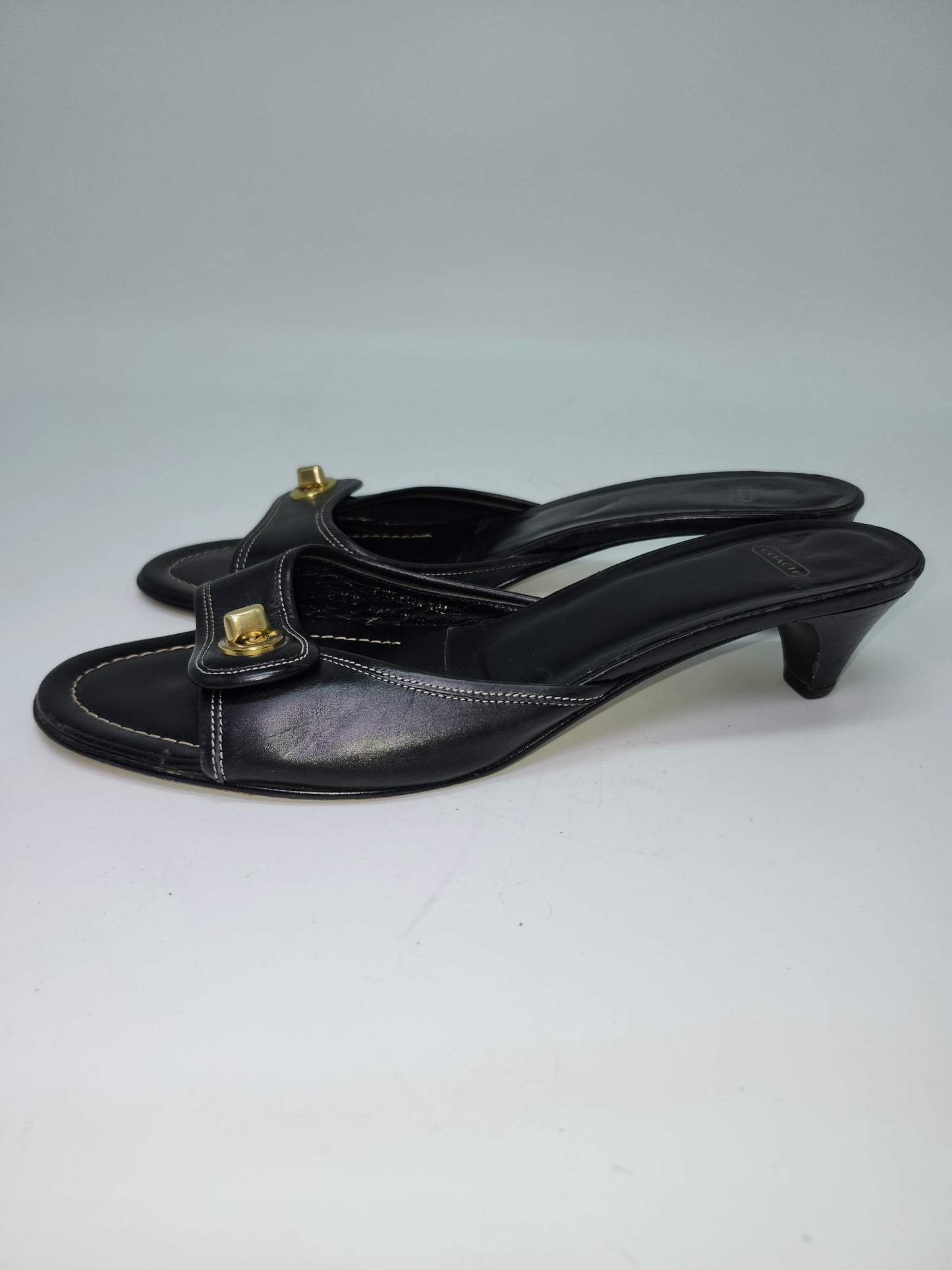 *Coach* Vintage Black Leather Kitten Heels Size 8.5