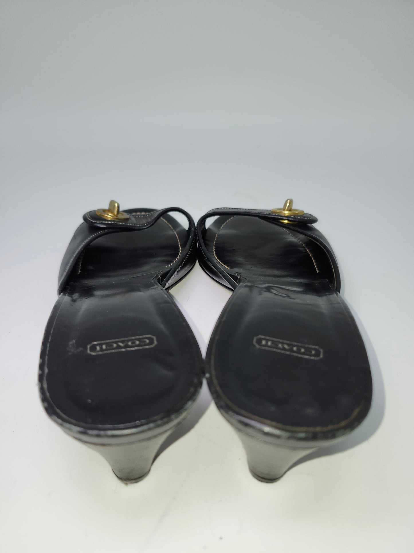 *Coach* Vintage Black Leather Kitten Heels Size 8.5
