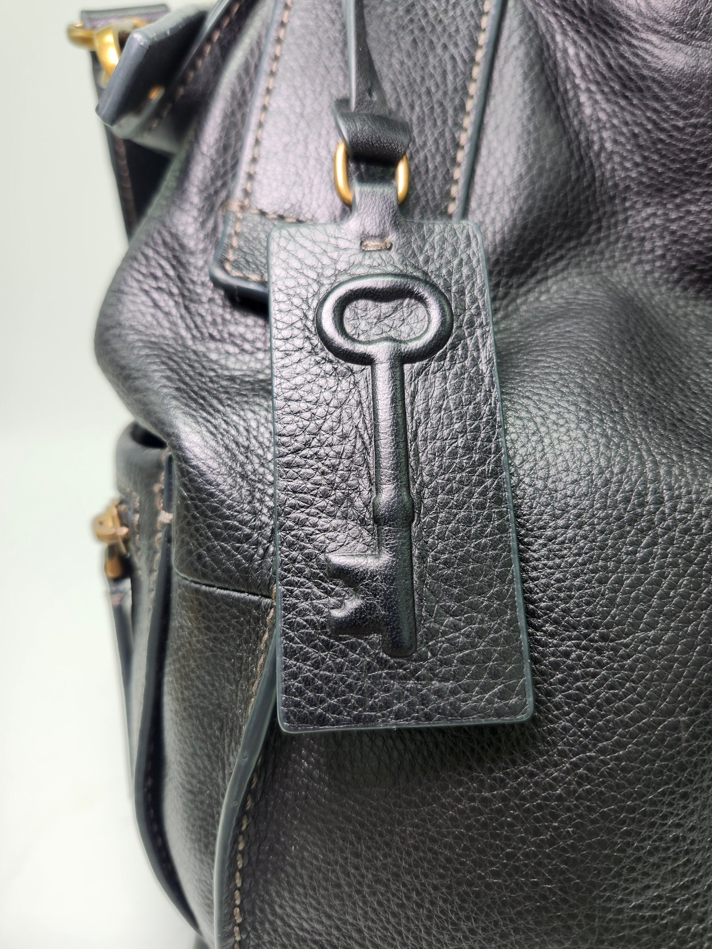 *Fossil* "Emerson" Medium Leather Satchel in Black Leather