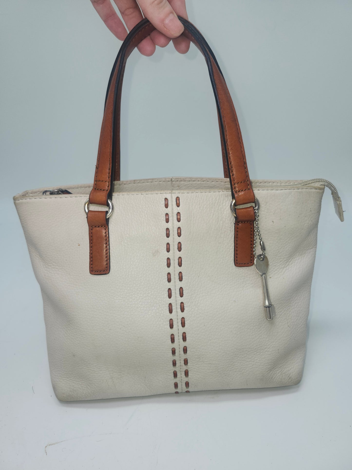 Fossil Y2K Cream Leather with Brown stitching & accents