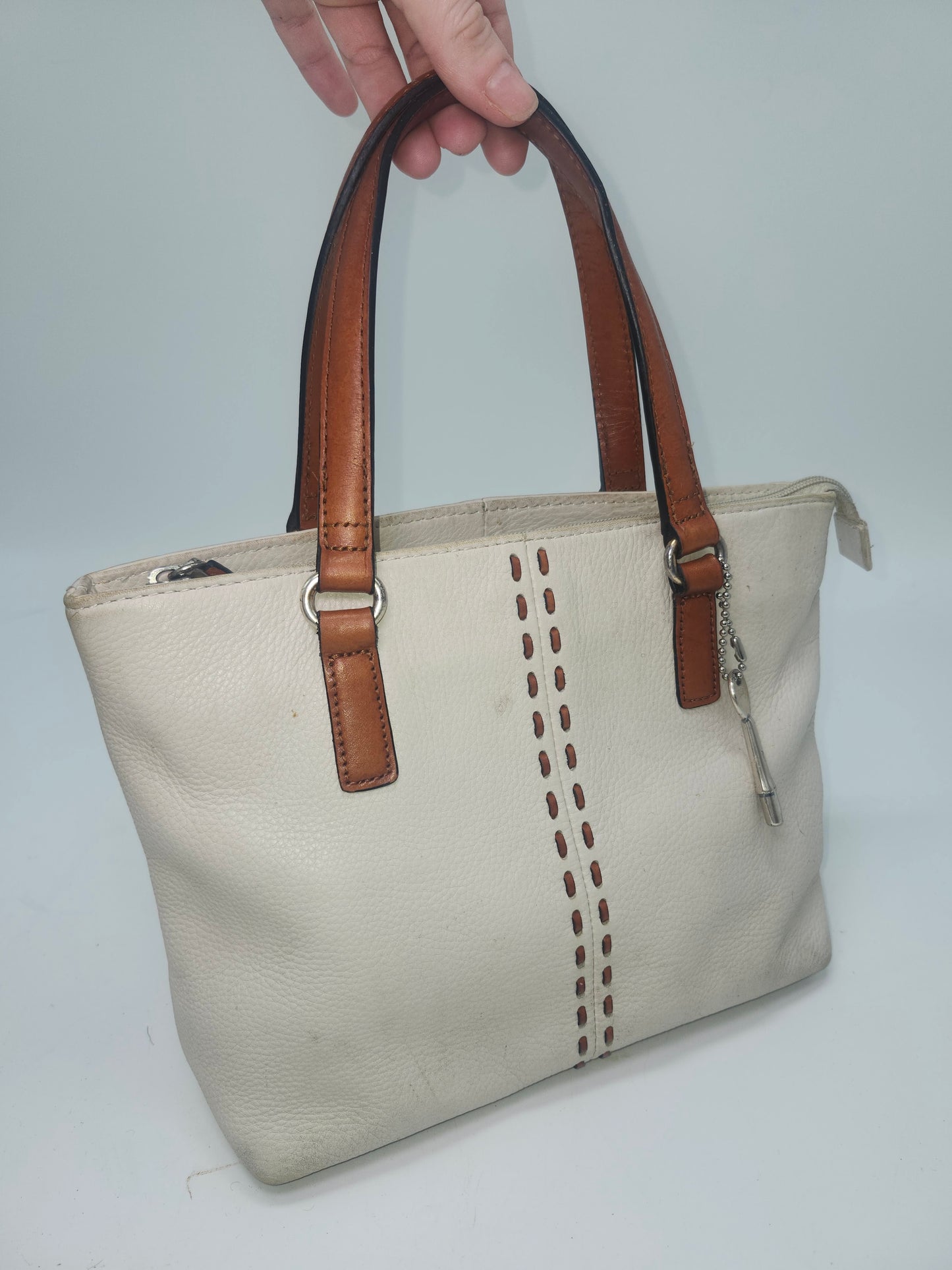 Fossil Y2K Cream Leather with Brown stitching & accents