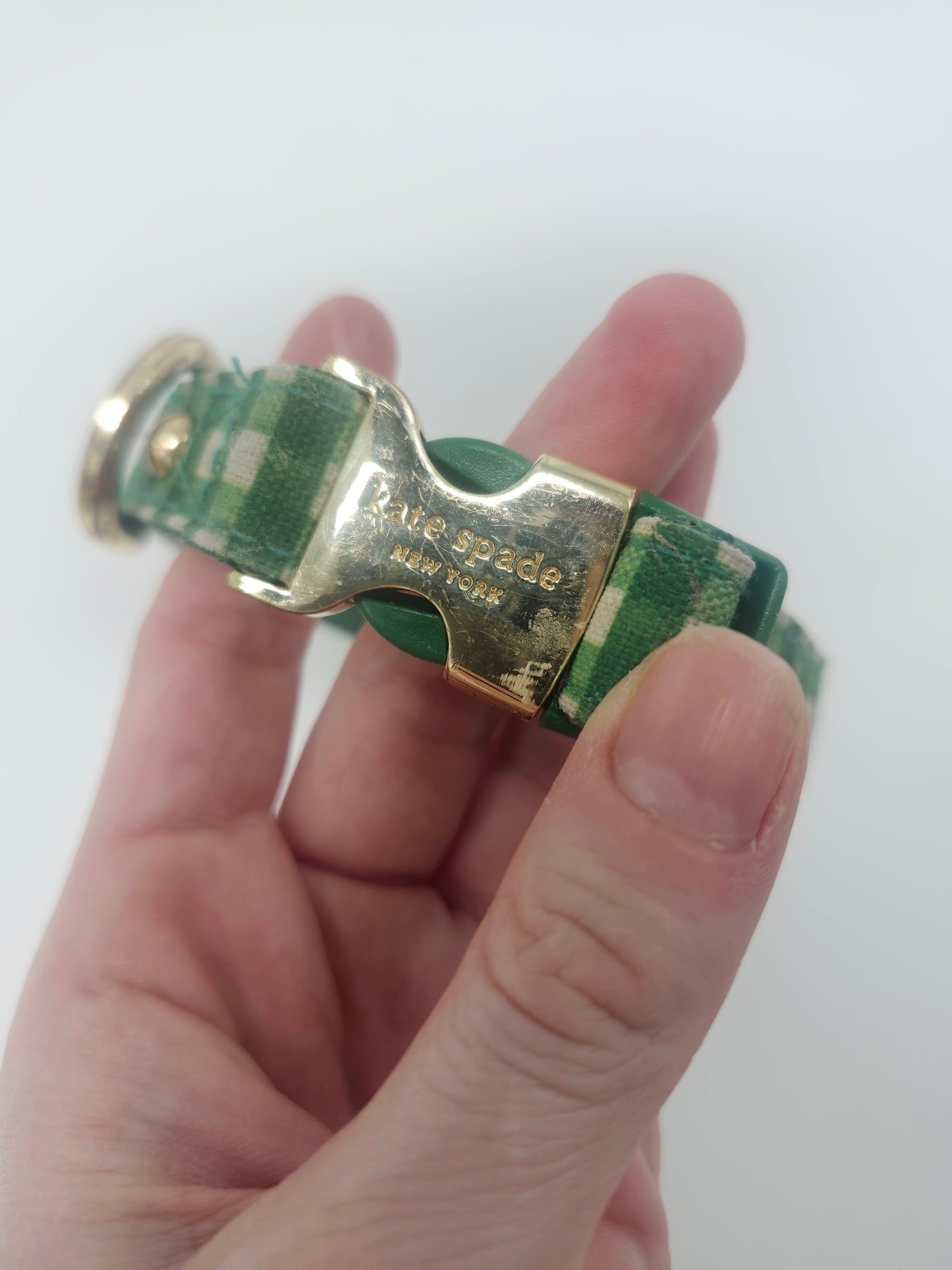 Kate Spade Green Gingham Animal Collar