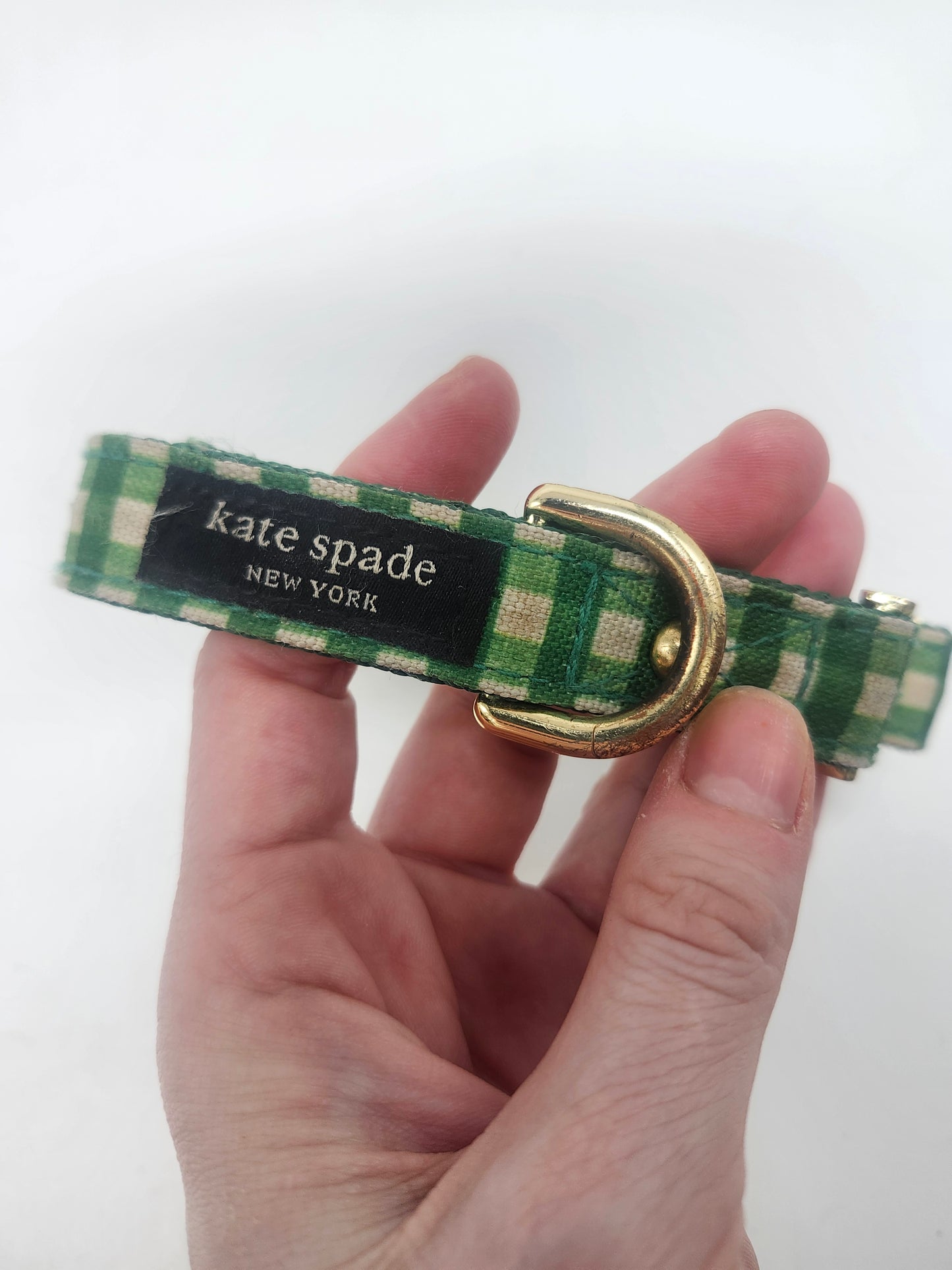 Kate Spade Green Gingham Animal Collar