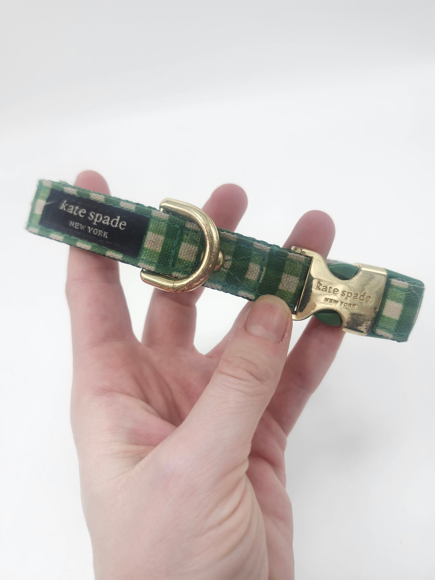 Kate Spade Green Gingham Animal Collar