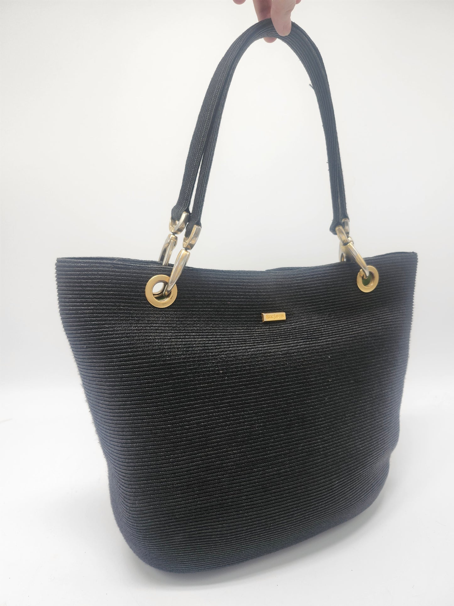 Eric Javitz "Raffia" Black Woven Summer Tote Bag