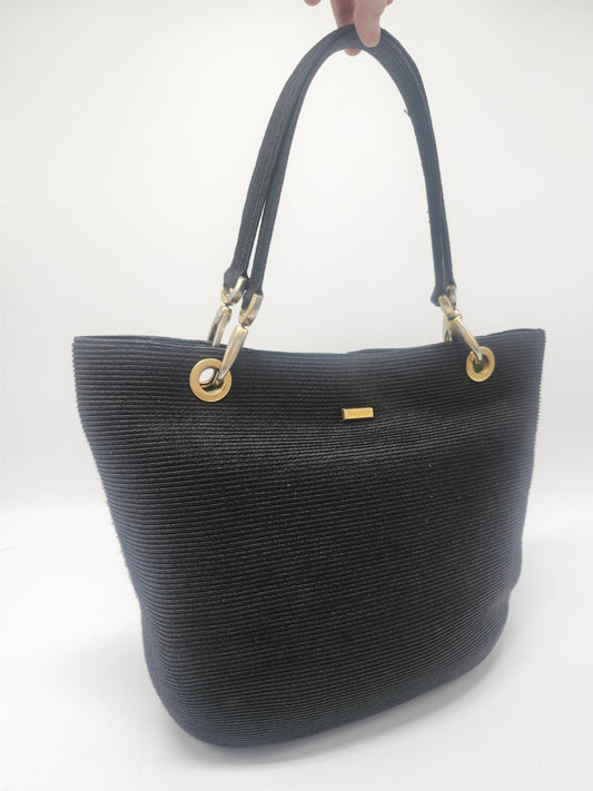 Eric Javitz "Raffia" Black Woven Tote Bag