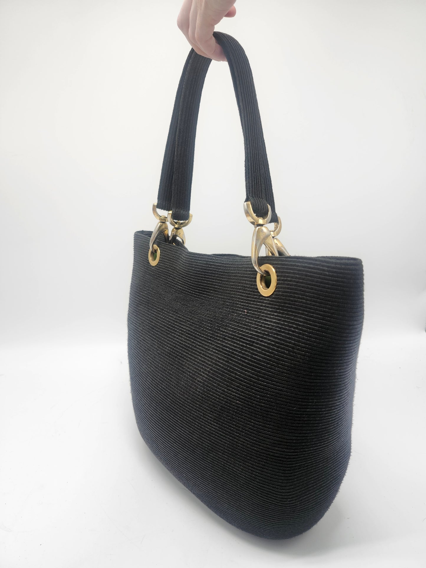 Eric Javitz "Raffia" Black Woven Summer Tote Bag
